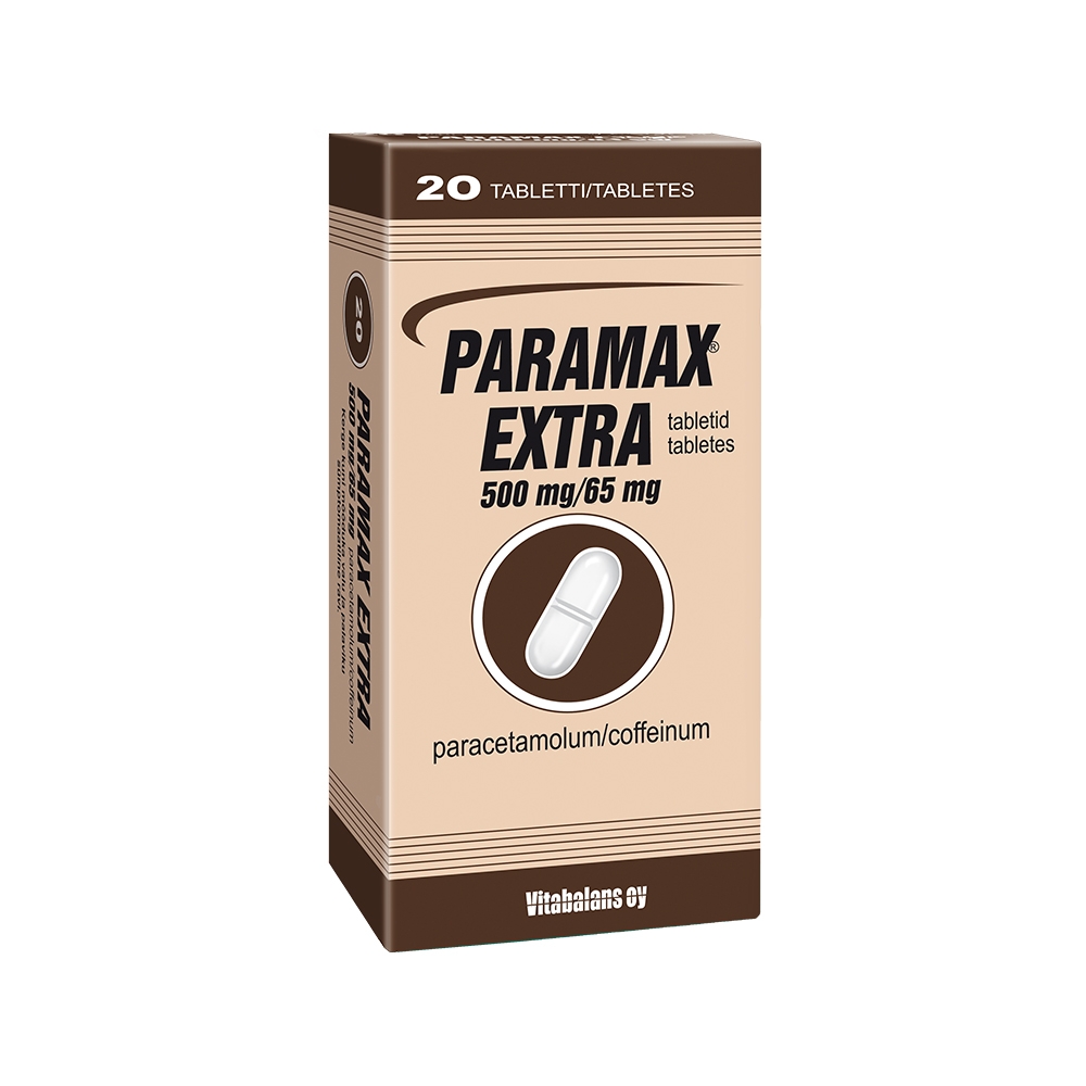 PARAMAX Extra 500 mg/ 65 mg tabletes, 20 gab. - Produkta attēls 