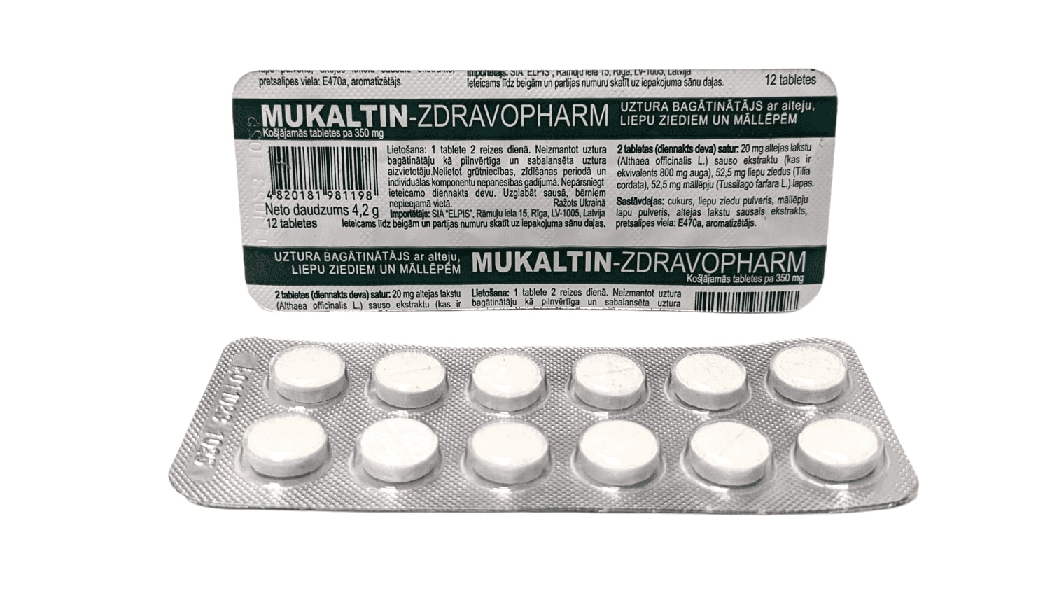 MUKALTIN-ZDRAVOPHARM tabletes, 12 gab. - Produkta attēls 