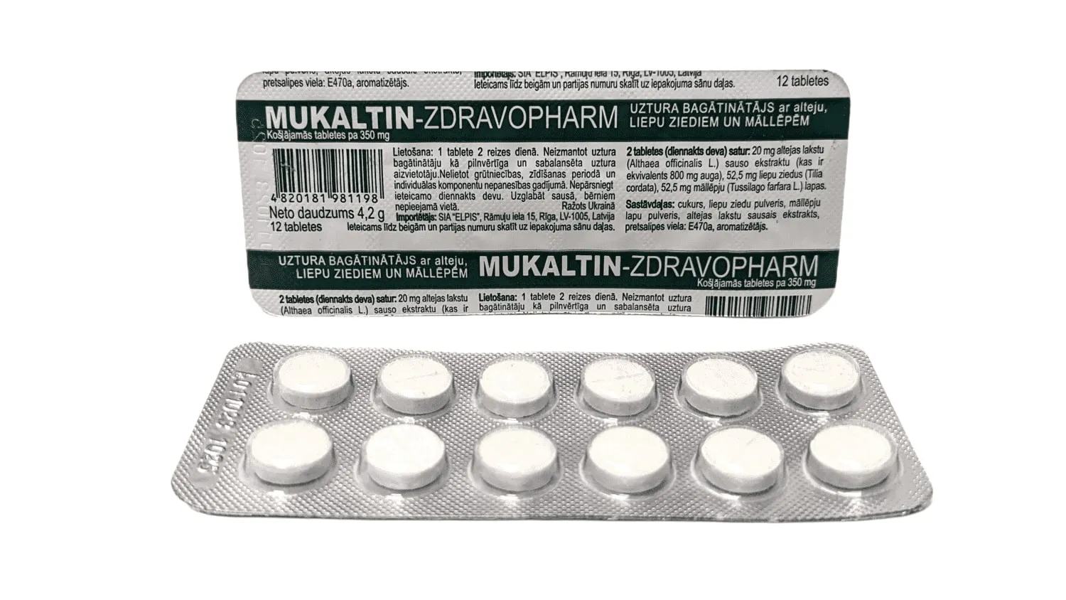 MUKALTIN-ZDRAVOPHARM tabletes, 12 gab. - Produkta attēls 