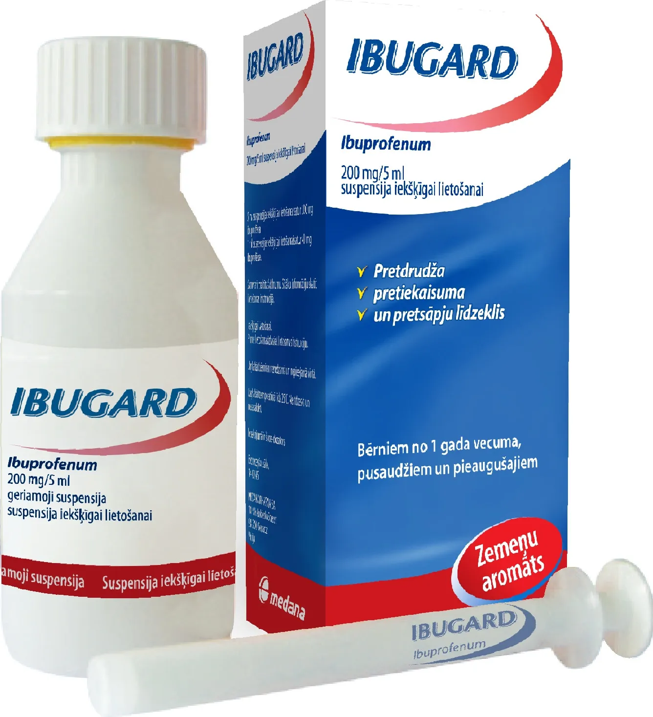 IBUGARD 200 mg/ 5 ml suspensija iekšķ. lietošanai, 100 ml - Produkta attēls 