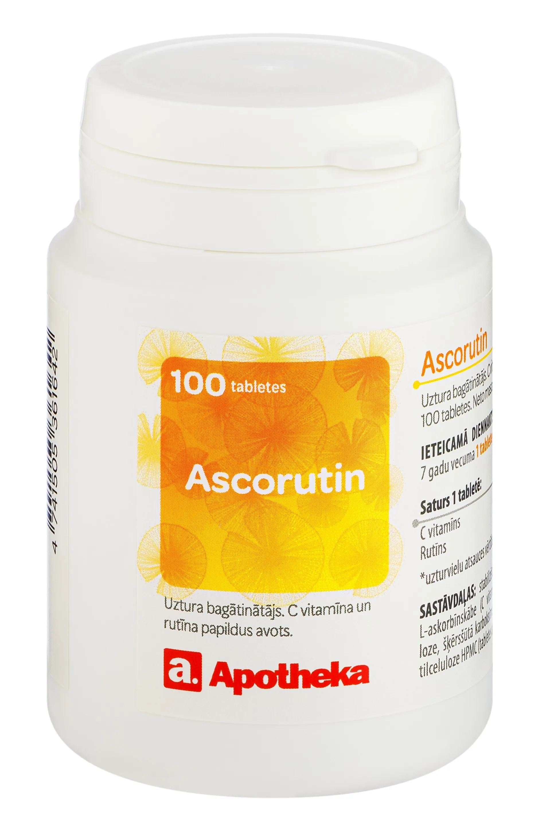 APOTHEKA Ascorutin 100 mg tabletes, 100 gab. - Produkta attēls 