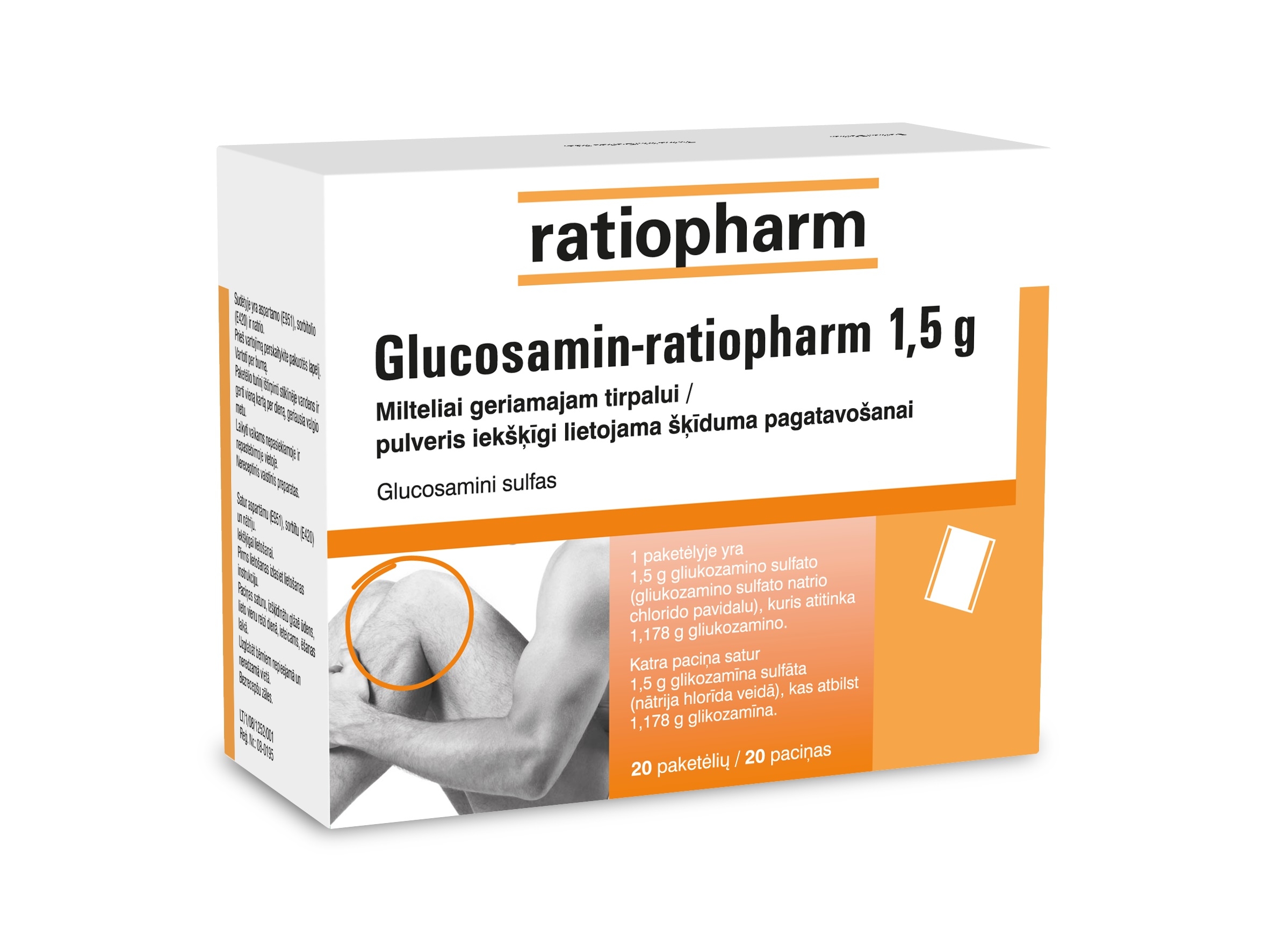 GLUCOSAMIN-RATIOPHARM 1.5G PULVERIS N20 - Produkta attēls 