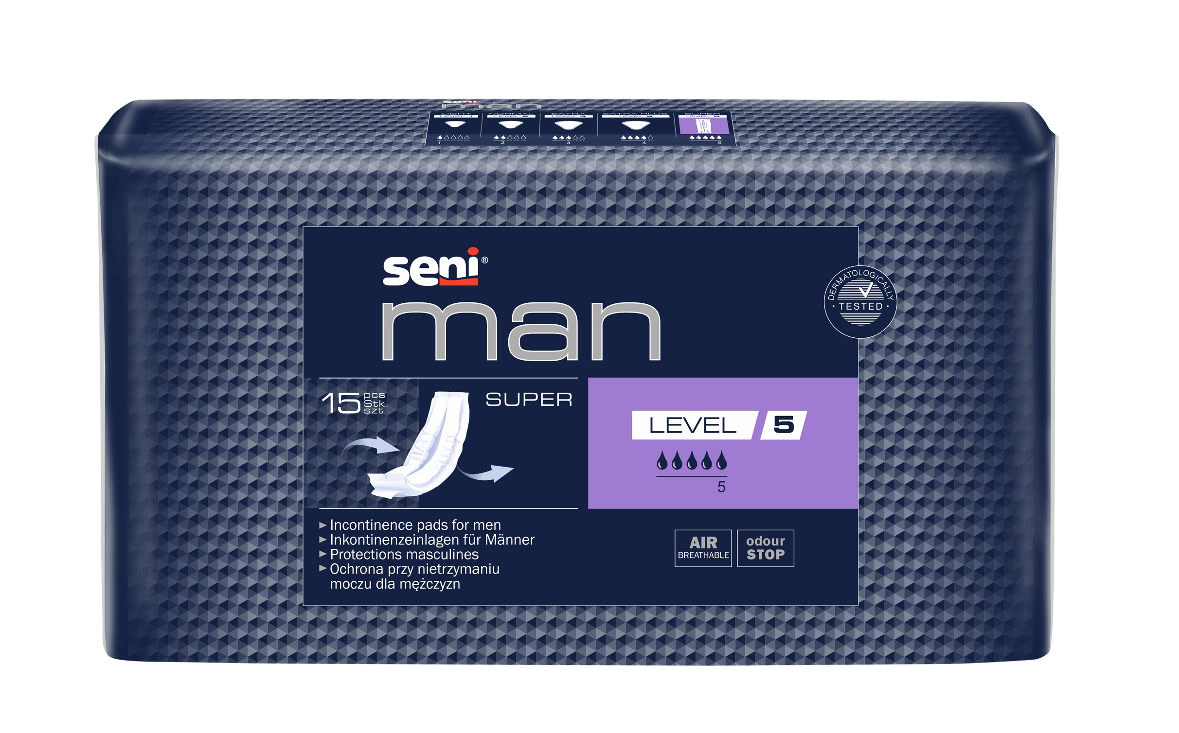 SENI MAN SUPER (Level 5) uroloģiskie ieliktņi vīriešiem, 15 gab. - Produkta attēls 