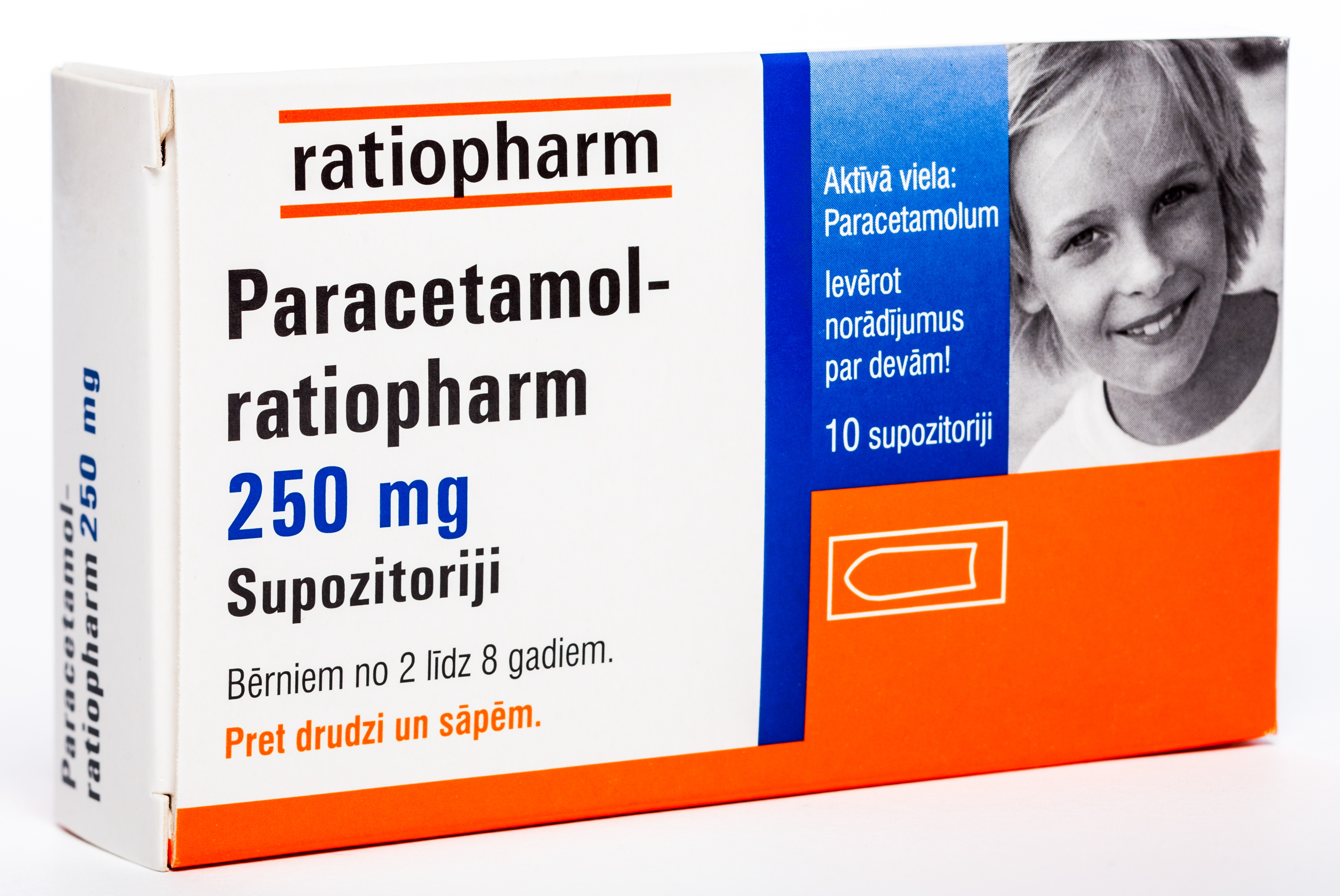 PARACETAMOL Ratiopharm 250 mg supozitoriji, 10 gab. - Produkta attēls 