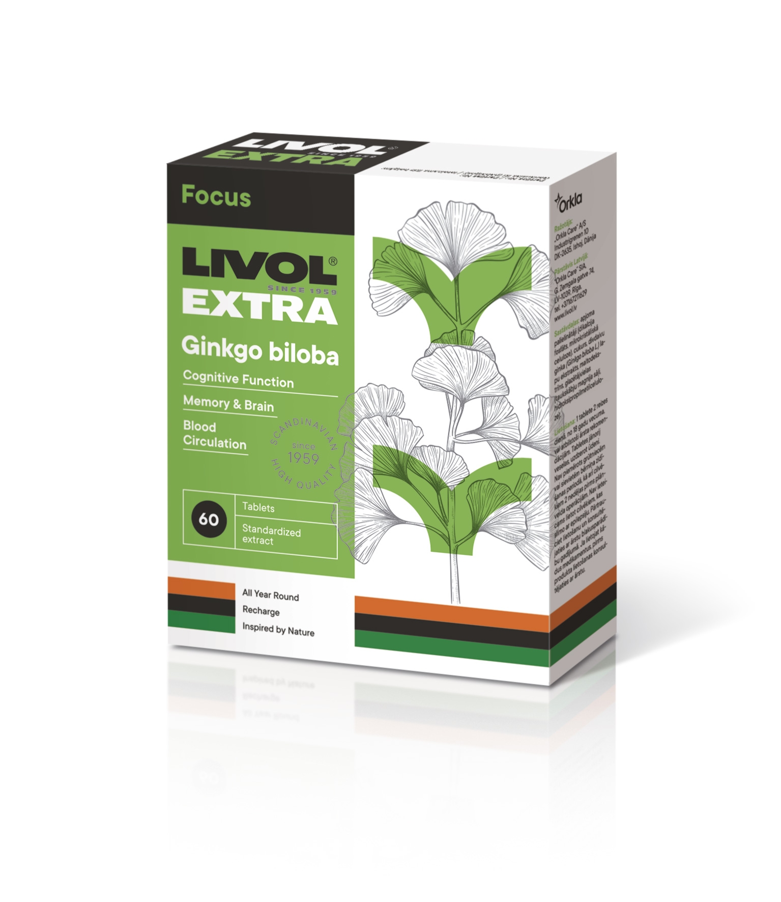 LIVOL Extra Ginkgo Bilboa tabletes, 60 gab. - Produkta attēls 
