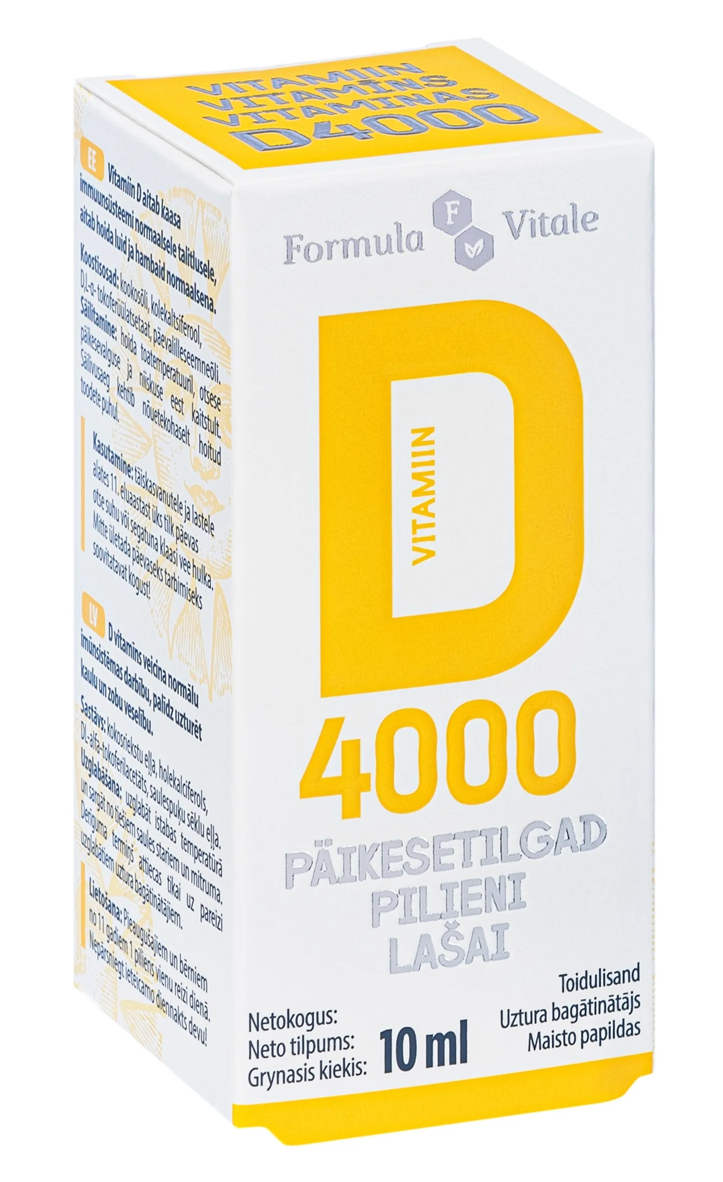 FORMULA VITALE D Vitamīns (4000 IU) pilieni, 10 ml. - Produkta attēls 