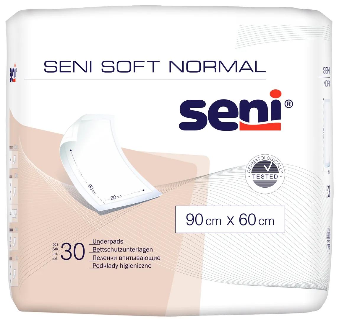 SENI SOFT NORMAL absorbējošie paladziņi, 90x60 cm, 30 gab. - Produkta attēls 