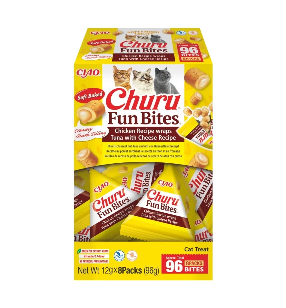 Churu Fun Bites kārums kaķiem, vistas rullīši ar sieru 96g (12g x8) - Produkta attēls 