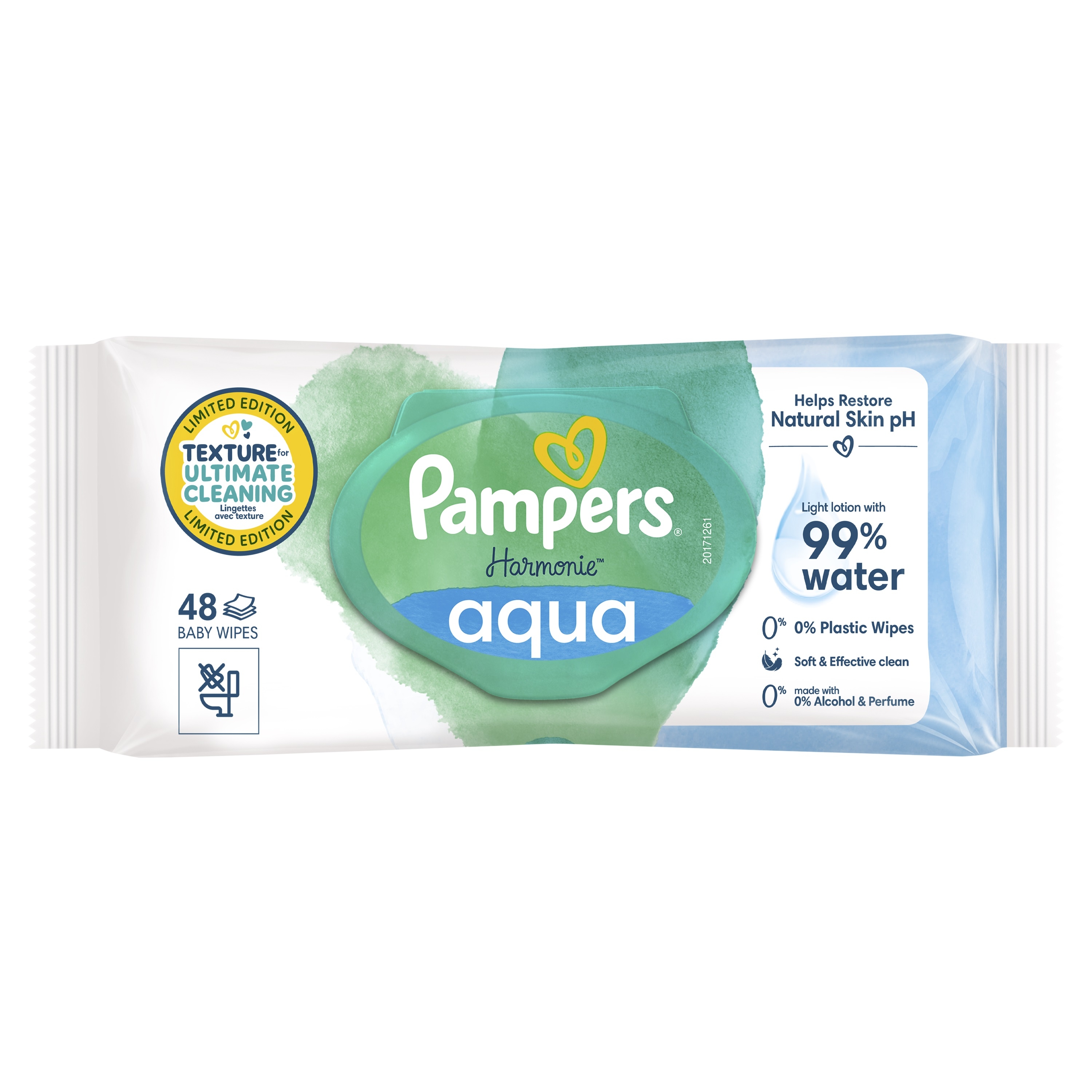 PAMPERS Harmonie mitrās salvetes (bez plastmasas), 48 gab. - Produkta attēls 