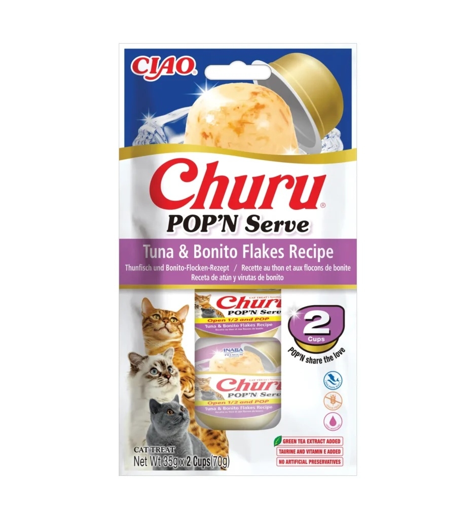 Churu POP'N Serve želeja kaķiem, tuncis&bonito pārslas 70g (35g x2) N6 - Produkta attēls 