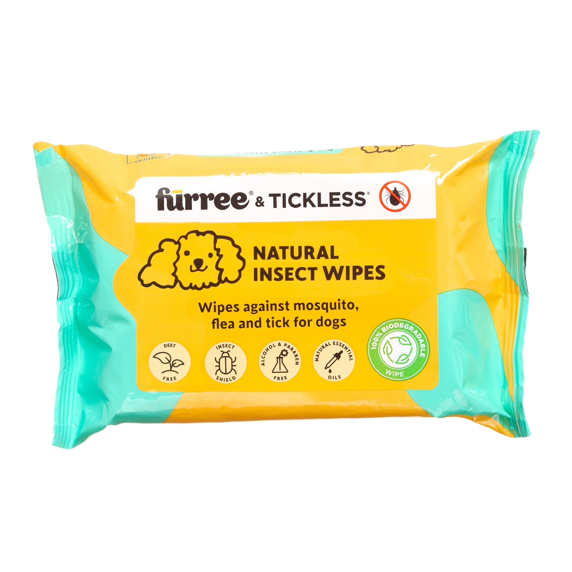 Fürree&Tickless pretinsektu mitrās salvetes suņiem N20 - Produkta attēls 