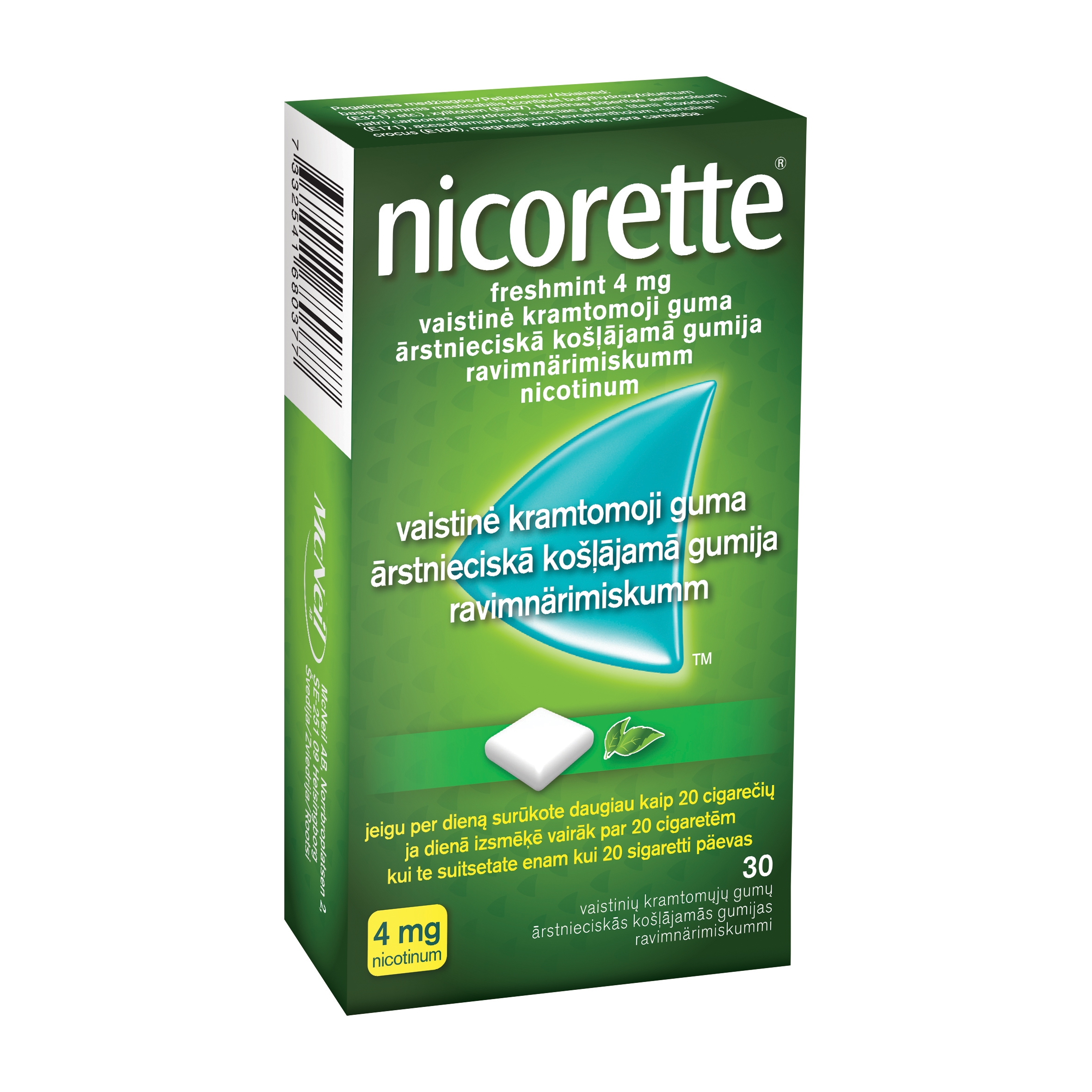 NICORETTE Freshmint 4 mg košļājamā gumija, 30 gab. - Produkta attēls 8