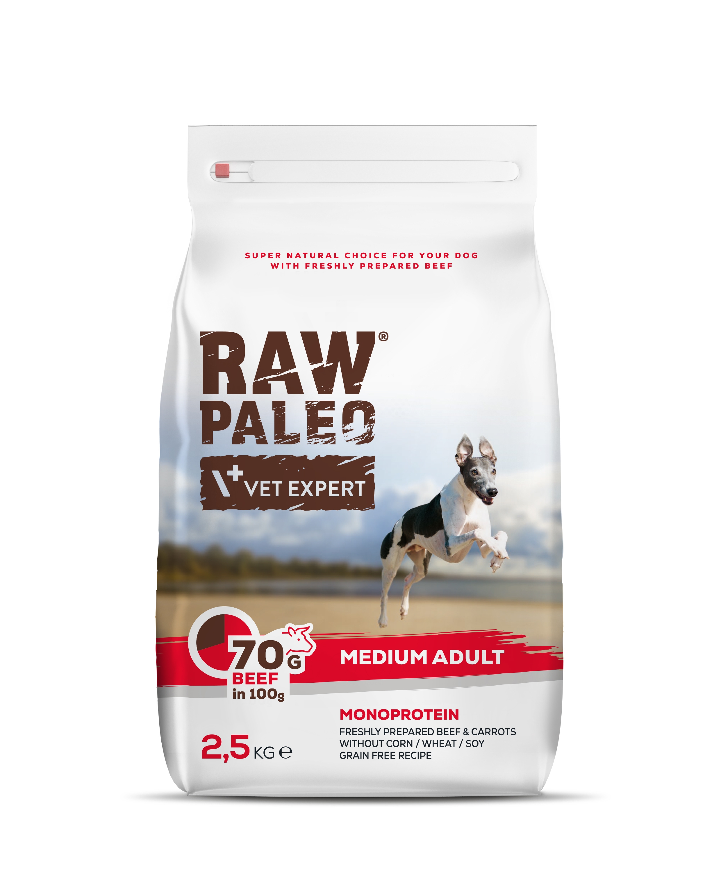 RAW PALEO SUŅU SAUSĀ B MEDIUM LIELLOPS 2.5KG - Produkta attēls 