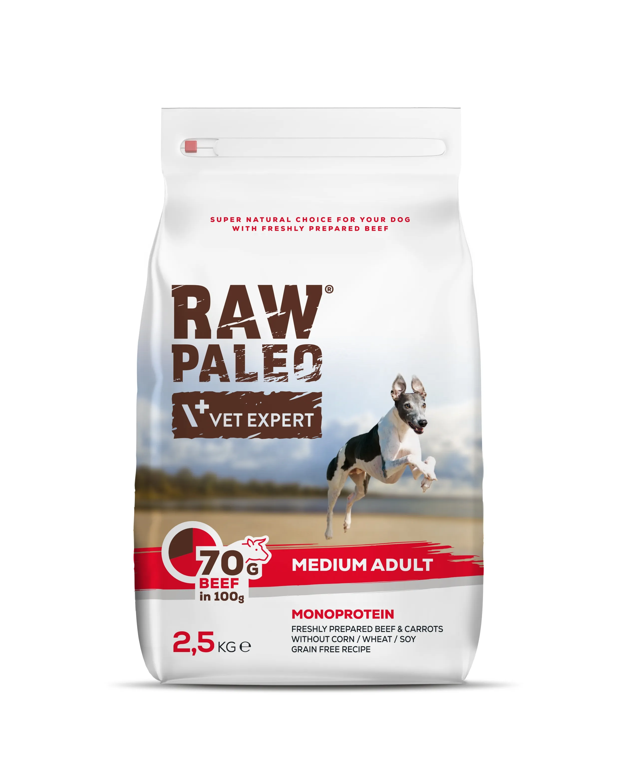 RAW PALEO SUŅU SAUSĀ B MEDIUM LIELLOPS 2.5KG - Produkta attēls 