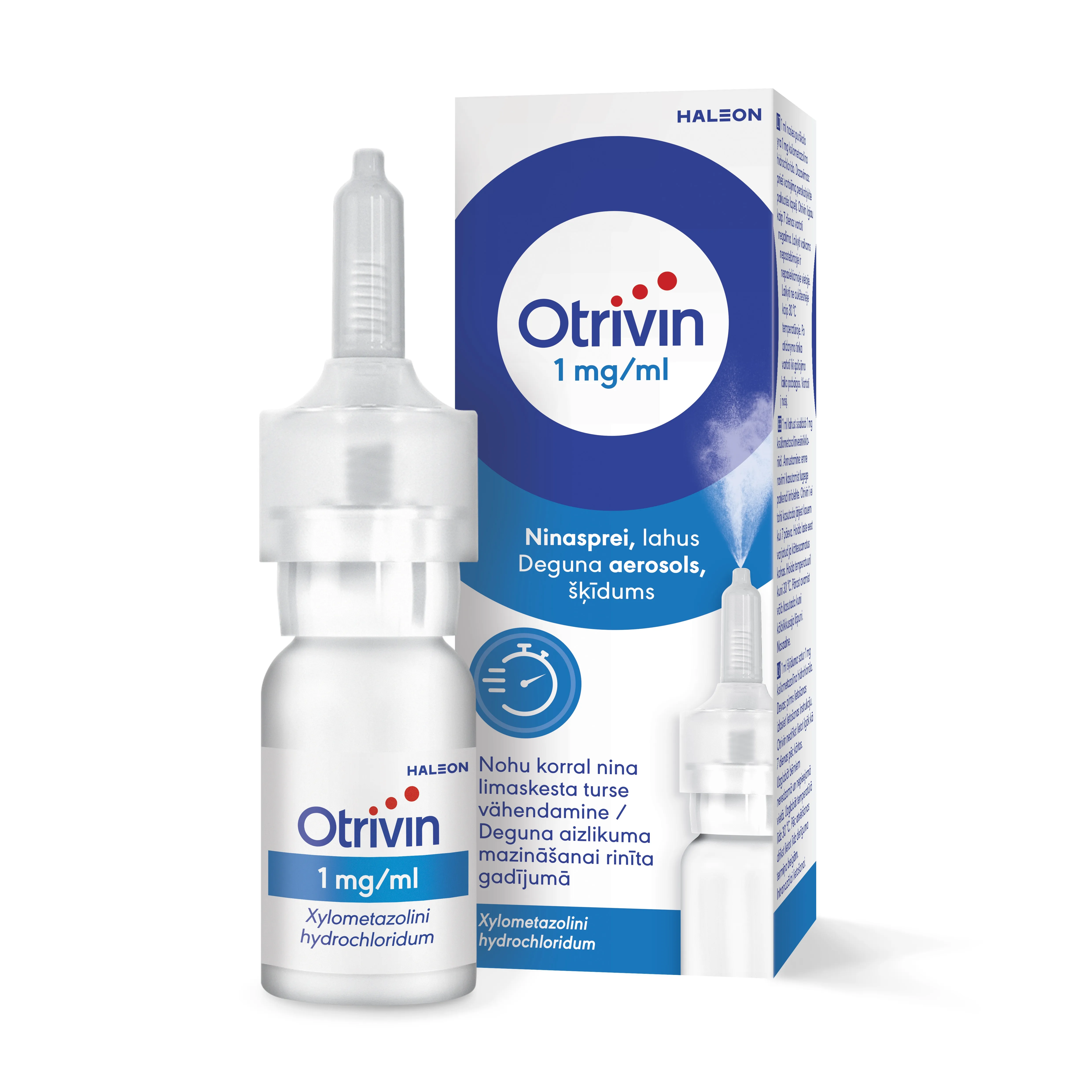 OTRIVIN Nasal 0.1 % deguna aerosols ar mitrinošu efektu, 10 ml - Produkta attēls 