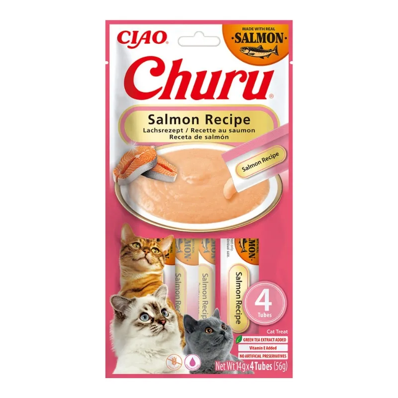 Churu biezenis kaķiem, lasis 56g (14gx4) N12 - Produkta attēls 