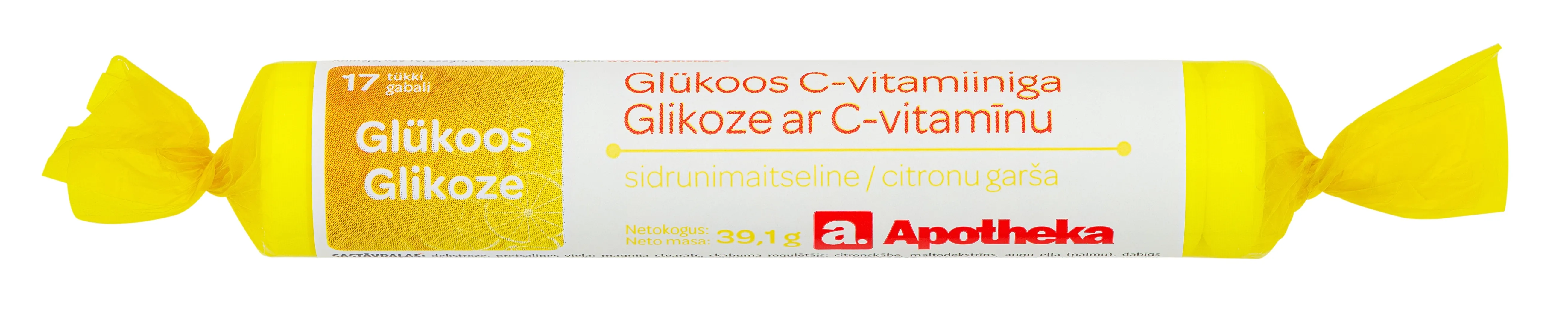 APOTHEKA Glikoze ar C vitamīnu (citrona garša), 17 gab - Produkta attēls 