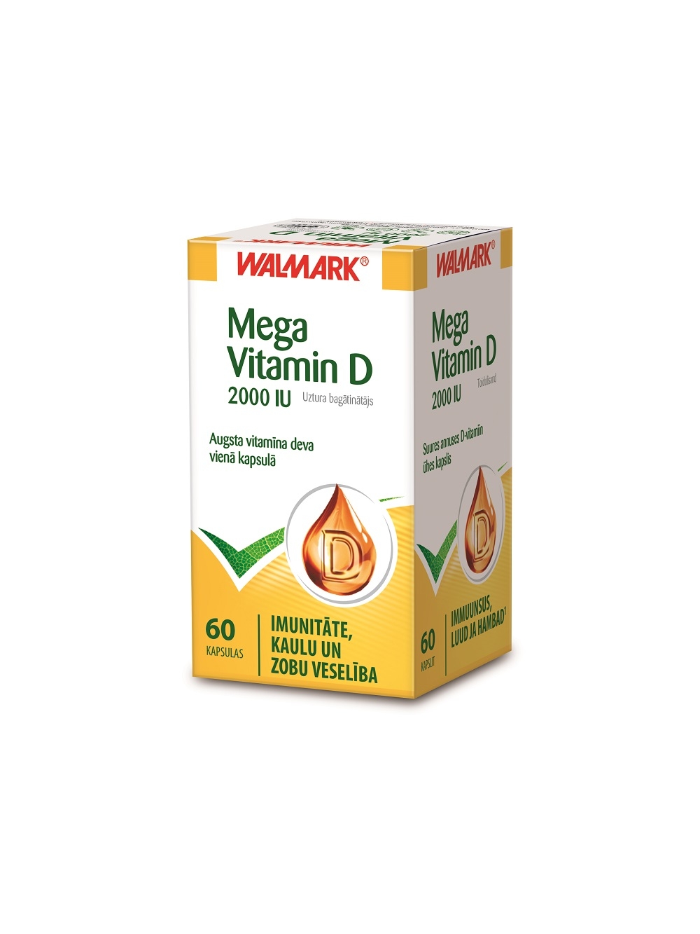 WALMARK Mega D3 vitamīns (2000 IU) kapsulas, 60 gab. - Produkta attēls 