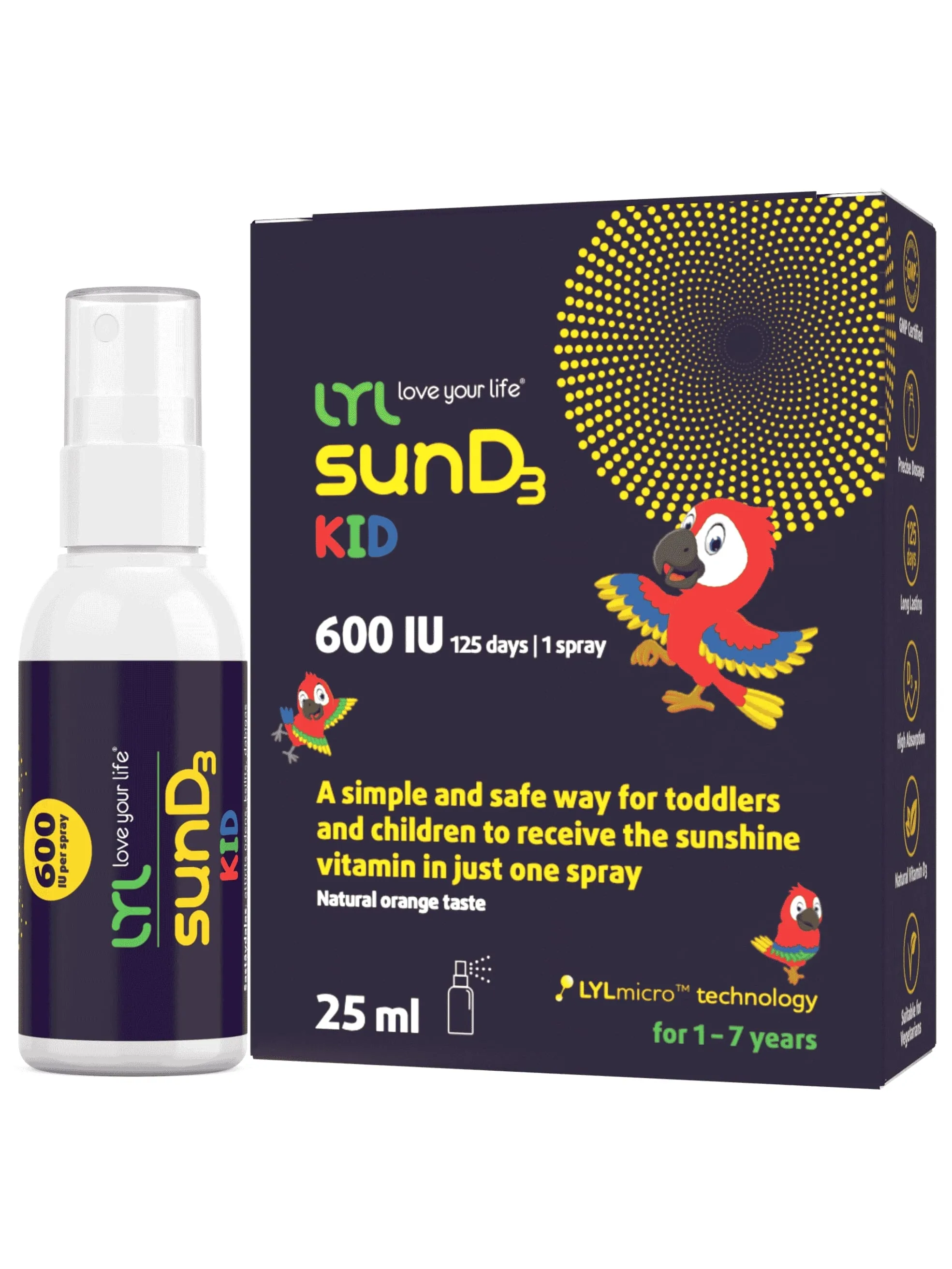 LYL sunD3 KID 600 SV, sprejs, 25 ml - Produkta attēls 4