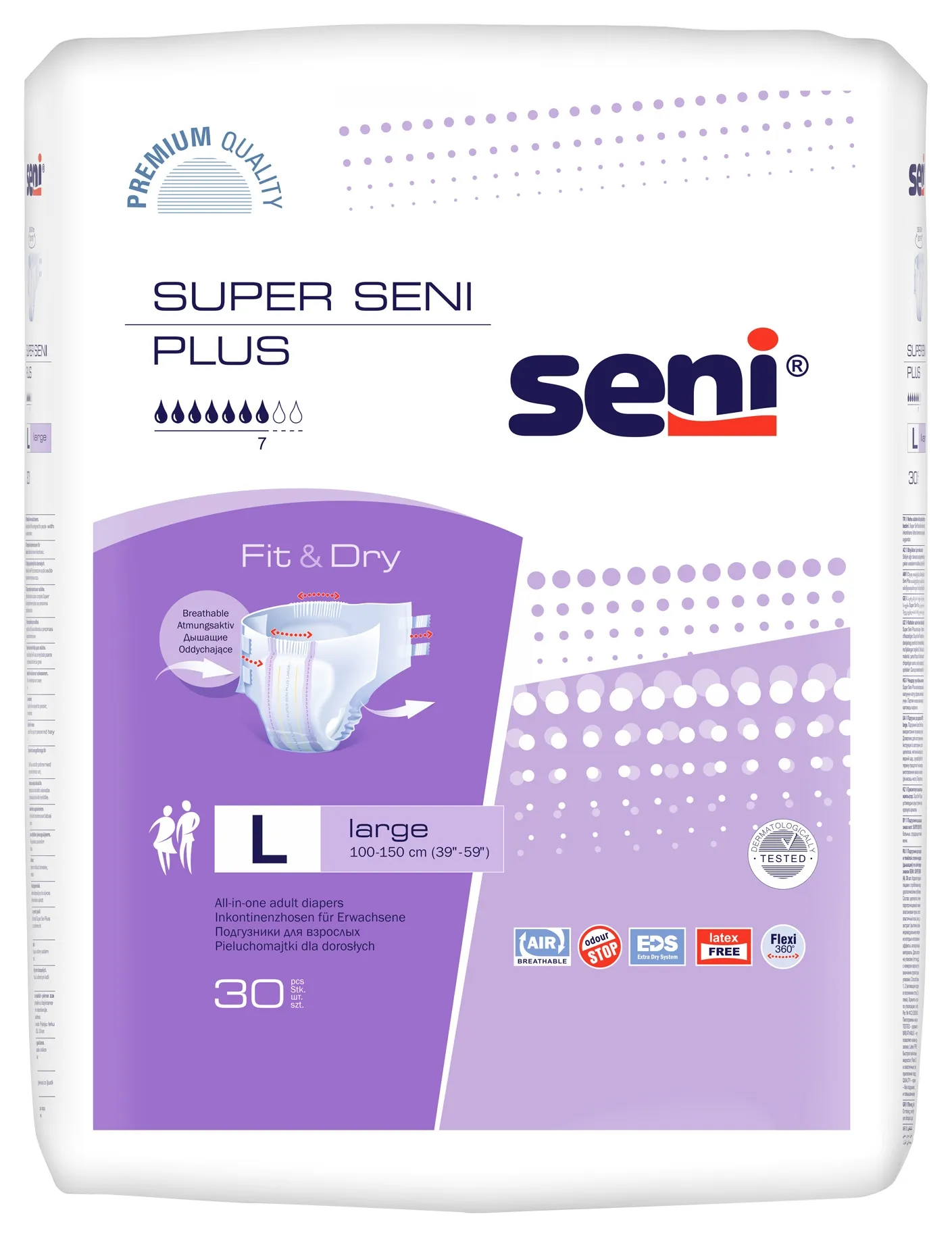 SENI SUPER PLUS autiņbikses pieaugušajiem, L izmērs (100-150 cm), 30 g - Produkta attēls 