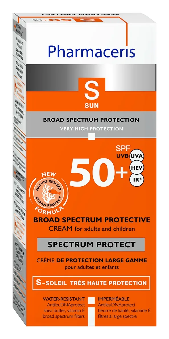 PHARMACERIS S. Broad Spectrum plaša spektra sejas aizsargkrēms SPF50+, 50 ml - Produkta attēls 