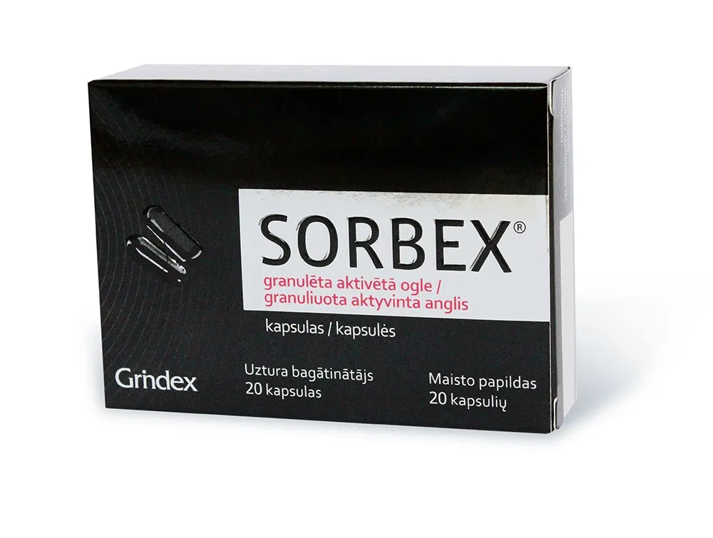 SORBEX GRANULĒTA AKTIVĒTĀ OGLE KAPS N20 - Produkta attēls 