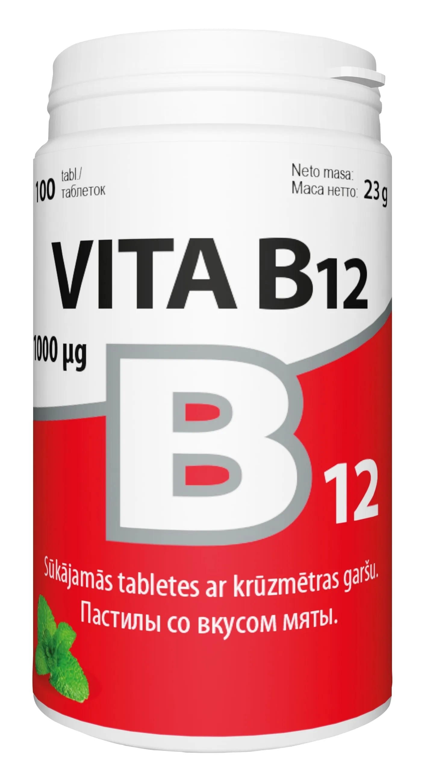 VITA B12 1000 mcg tabletes, 100 gab. - Produkta attēls 