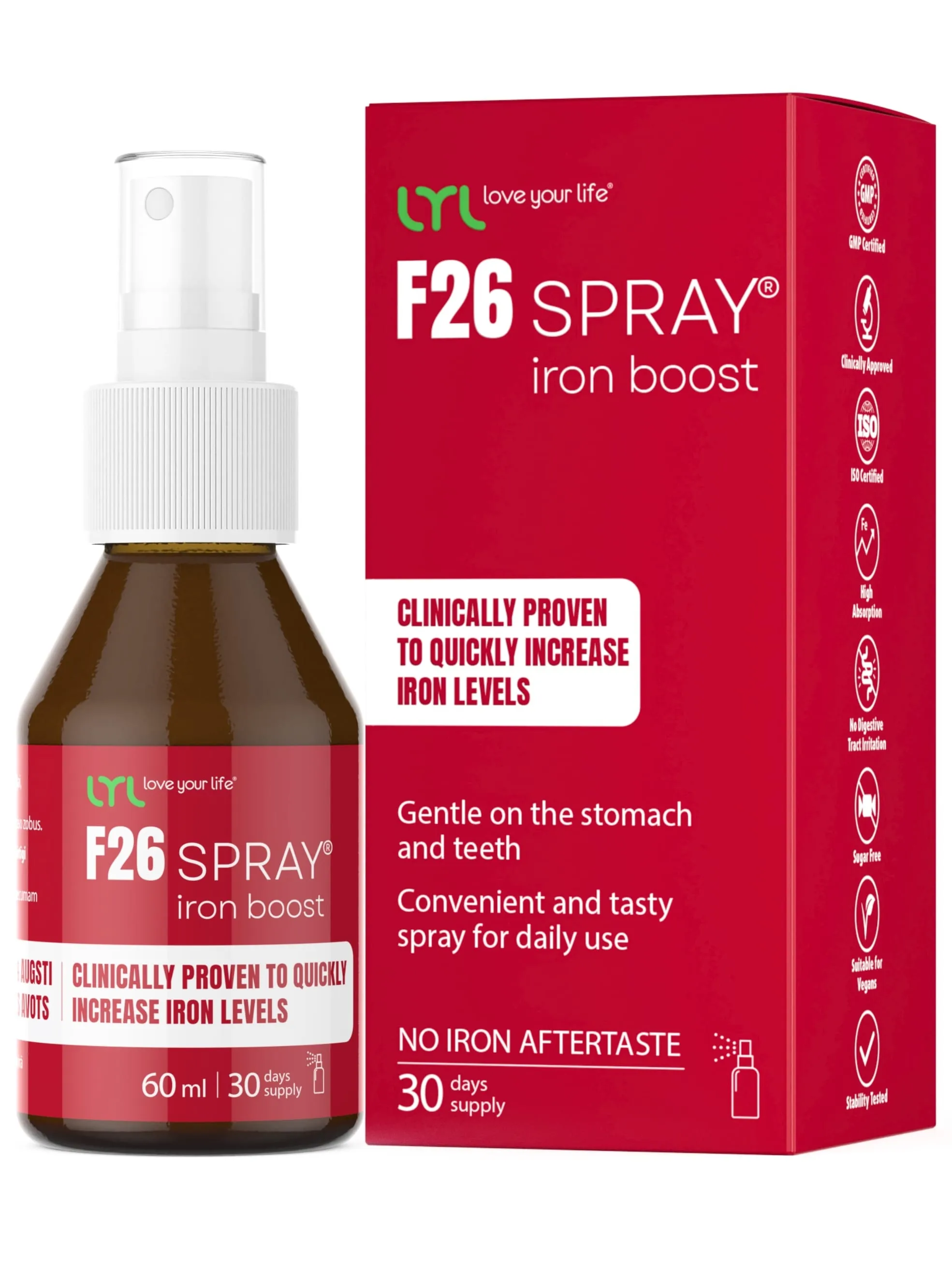 LYL F26 SPRAY® iron boost (30 devas), sprejs, 60 ml - Produkta attēls 5