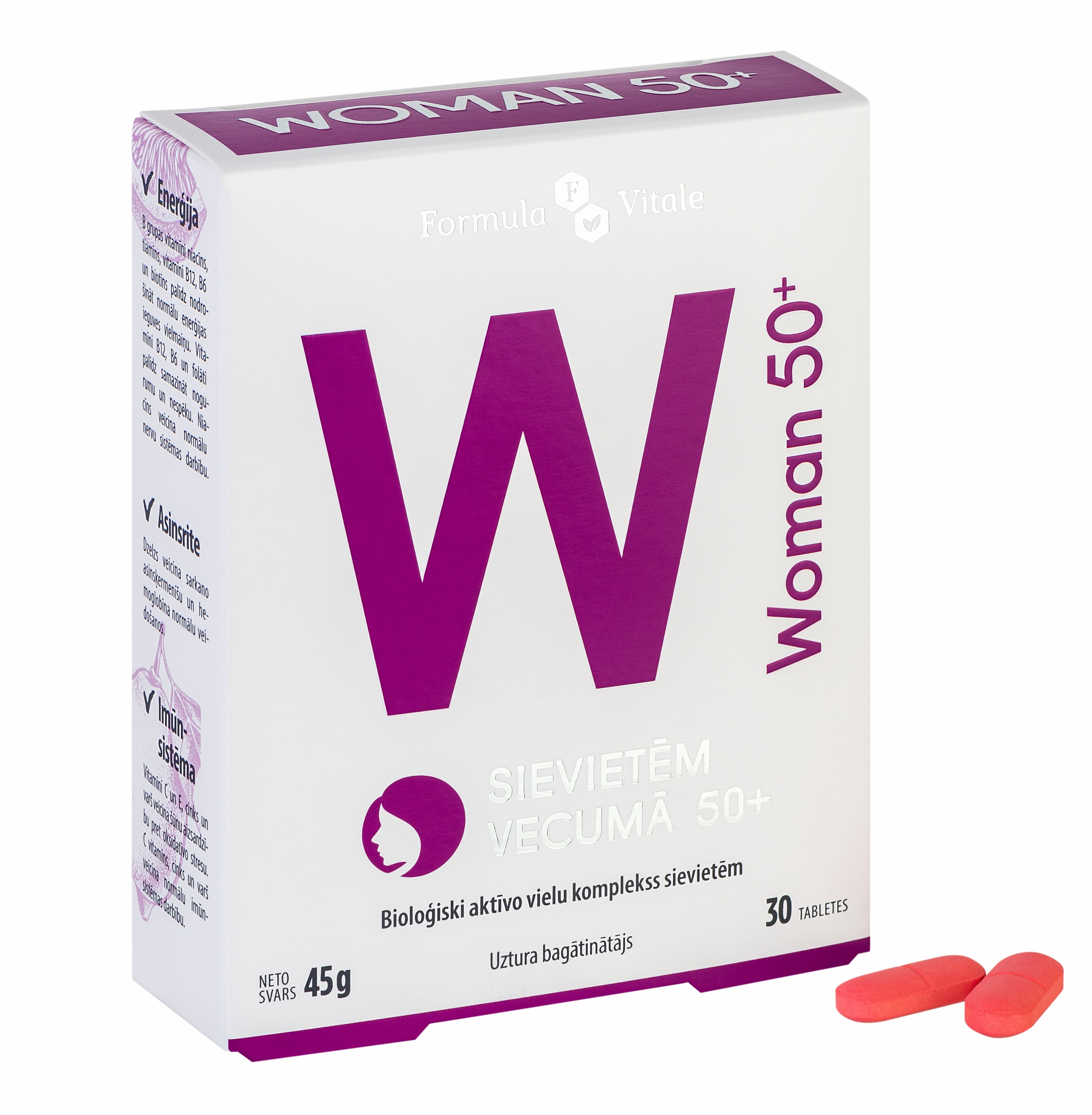 FORMULA VITALE Woman 50+ tabletes, 30 gab. - Produkta attēls 