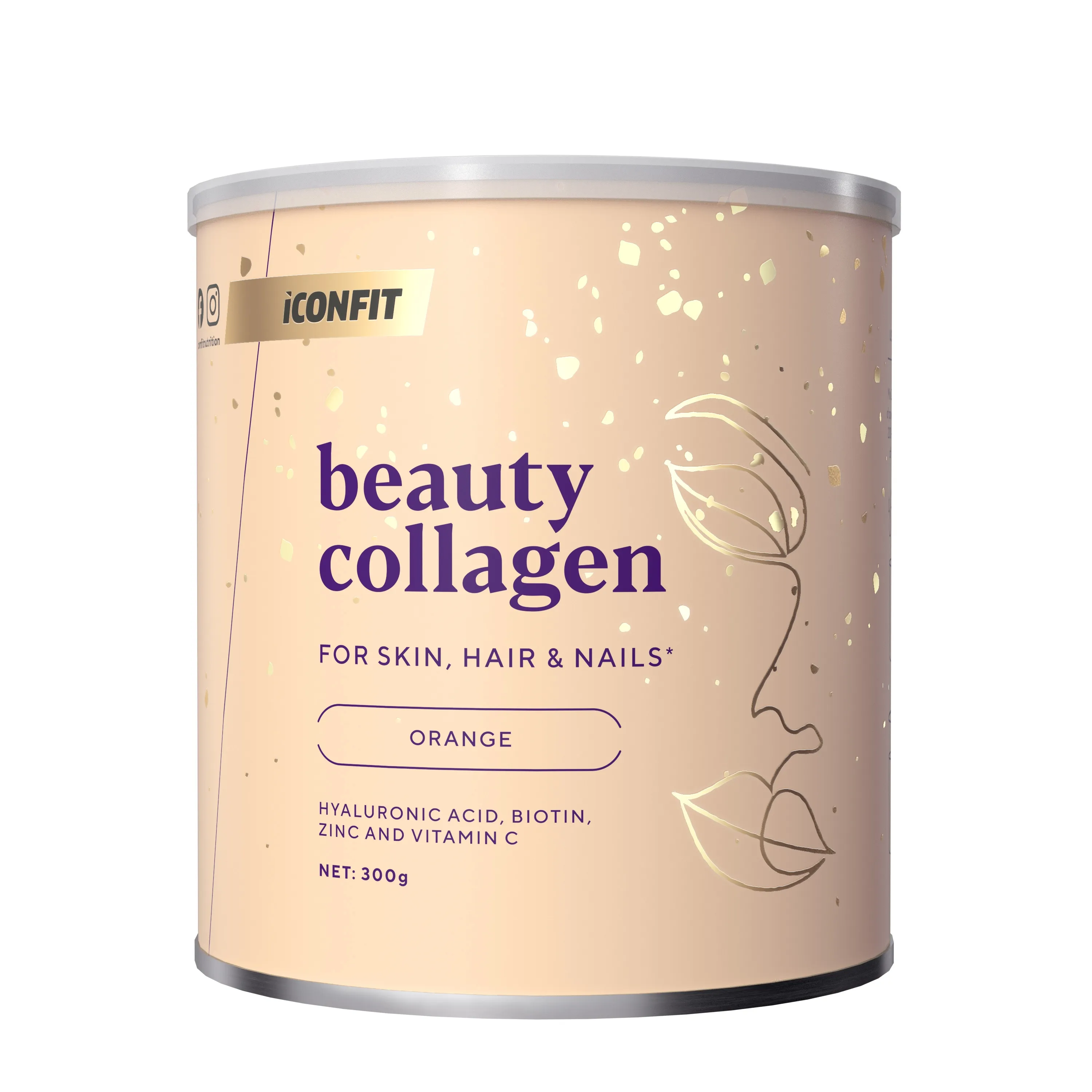 ICONFIT Beauty Collagen (ar apelsīnu garšu) pulveris, 300 g. - Produkta attēls 