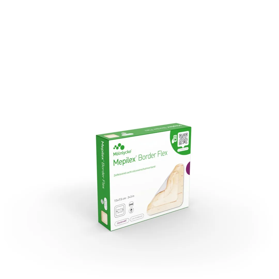 MEPILEX Border Flex 7,5 x 7,5 cm, sterils pārsējs, 5 gab. - Produkta attēls 