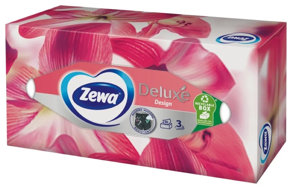 ZEWA Deluxe kosmētiskās salvetes (baltas), 90 gab - Produkta attēls 