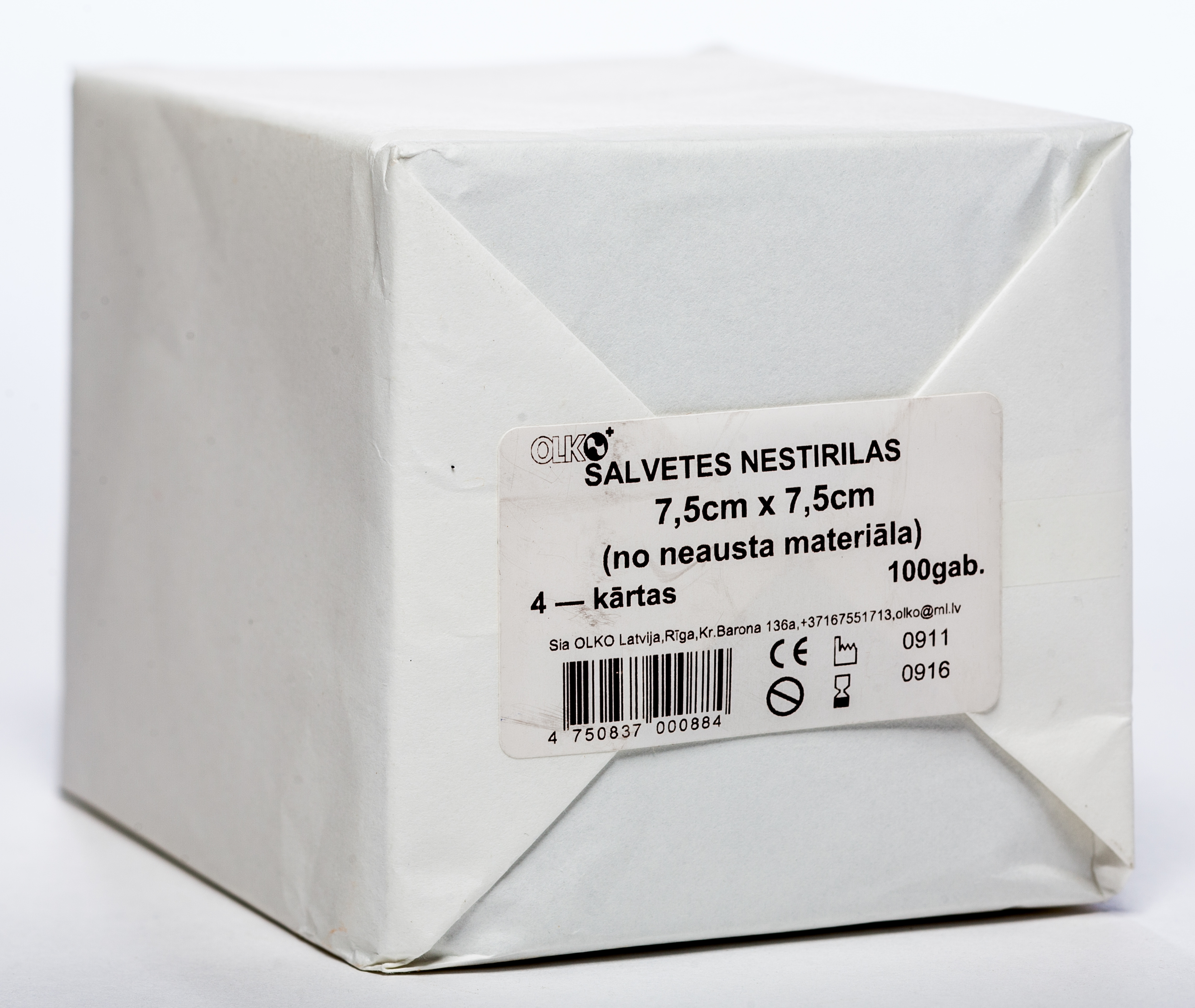 SALVETES NEAUSTAS NESTERILAS 7.5X7.5CM N100 (OLKO) - Produkta attēls 