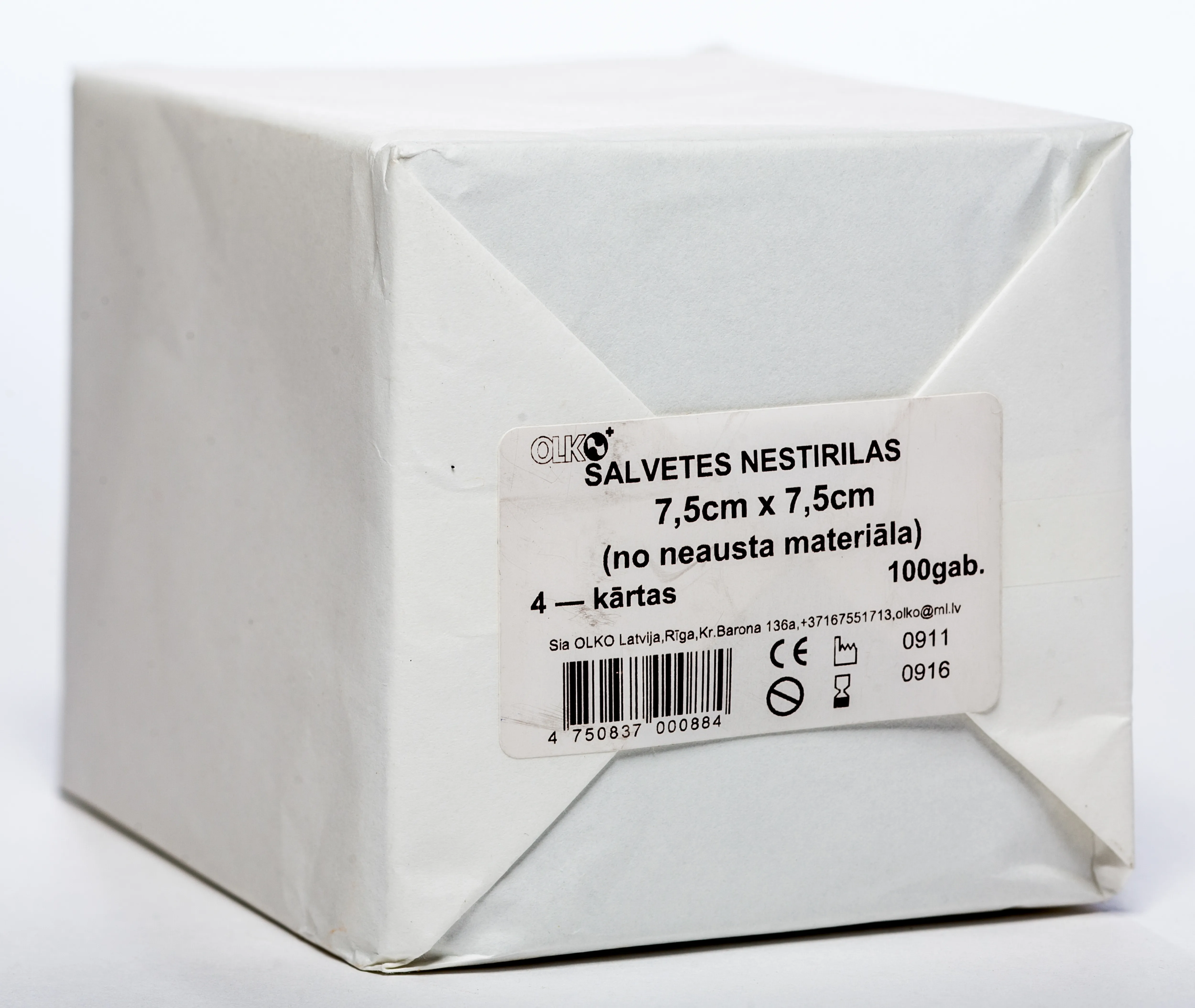 SALVETES NEAUSTAS NESTERILAS 7.5X7.5CM N100 (OLKO) - Produkta attēls 