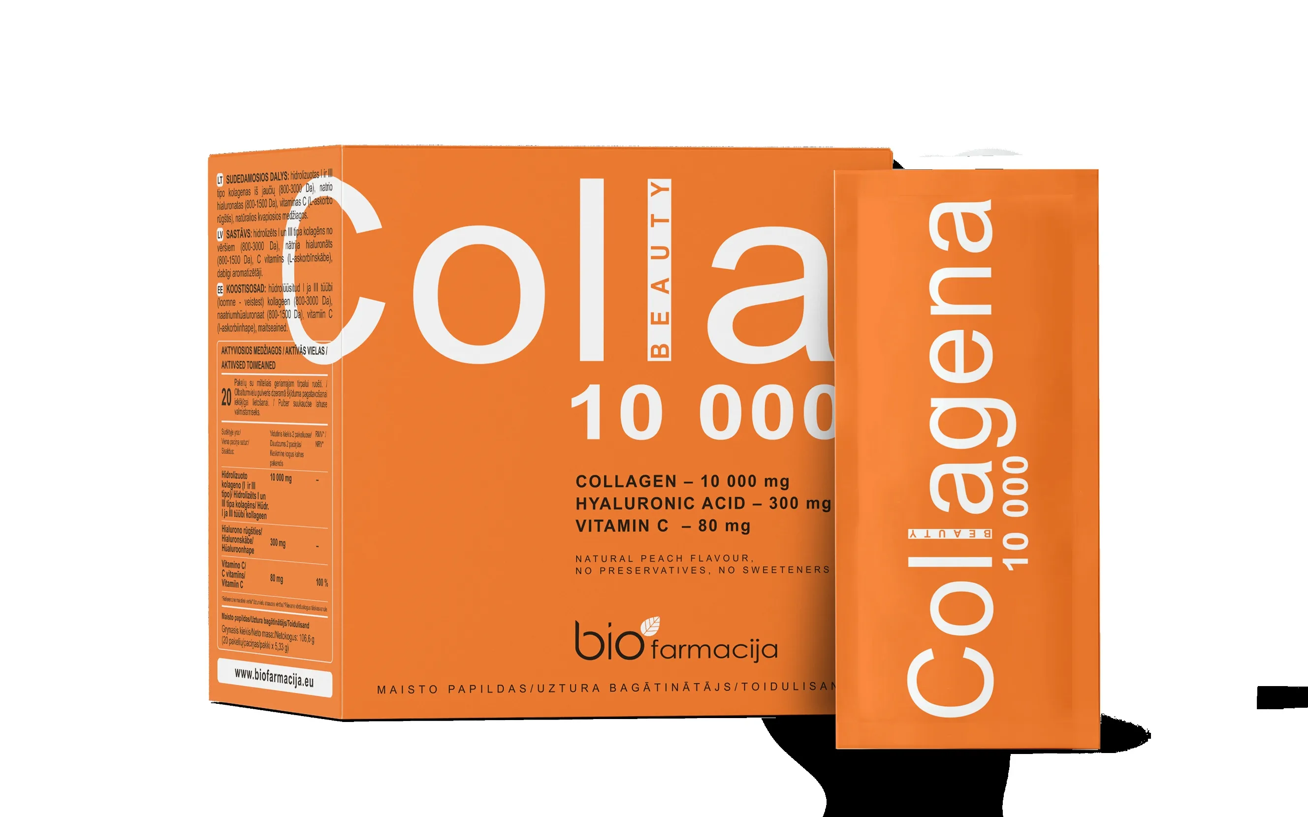 COLLAGENA Beauty 10 000 pulveris paciņās,  20 gab - Produkta attēls 