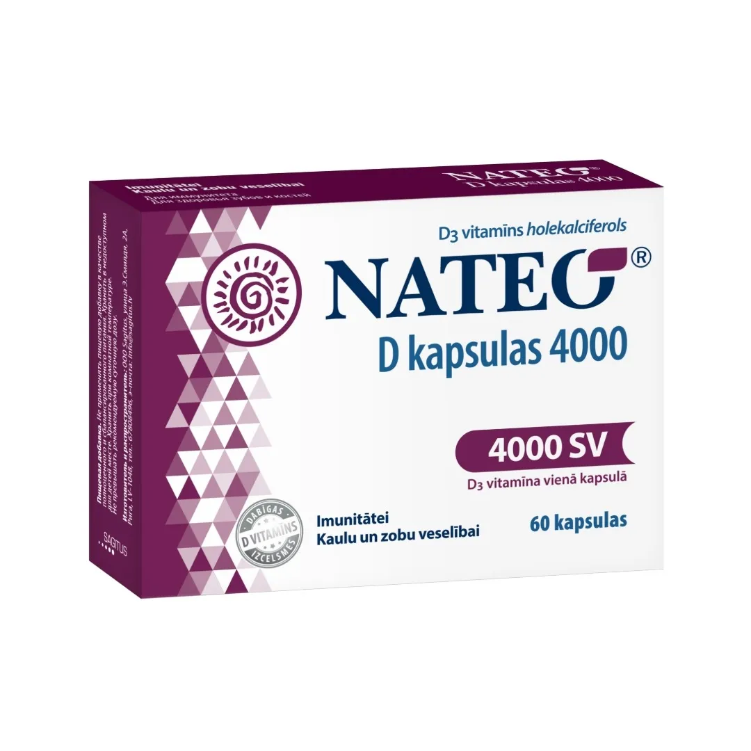NATEO D 4000 kapsulas, 60 gab. - Produkta attēls 3
