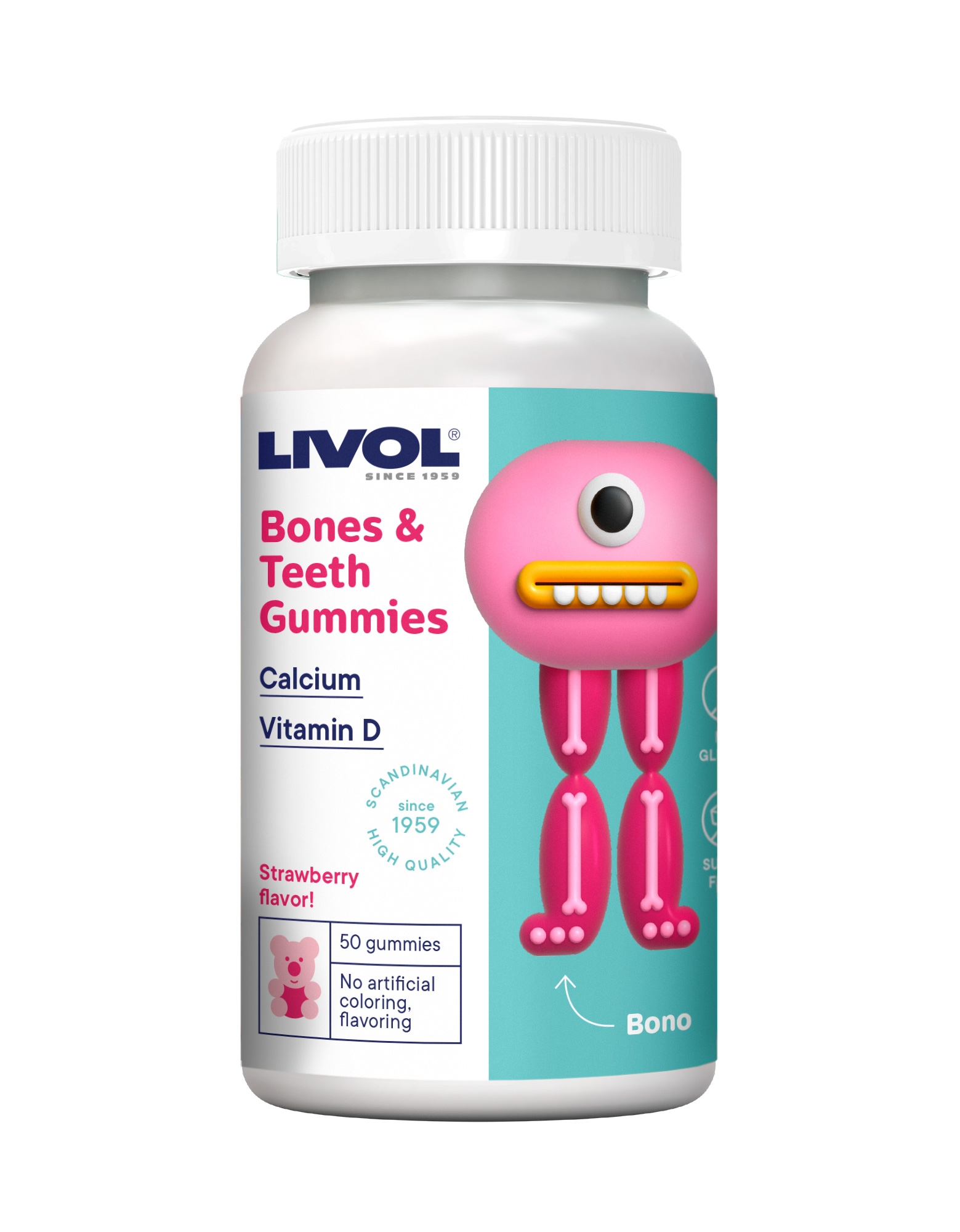 LIVOL Bones & Teeth Gummies, 50 gab - Produkta attēls 