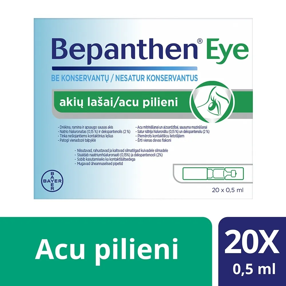 BEPANTHEN Eye acu pilieni, 20gab x 0.5ml - Produkta attēls 