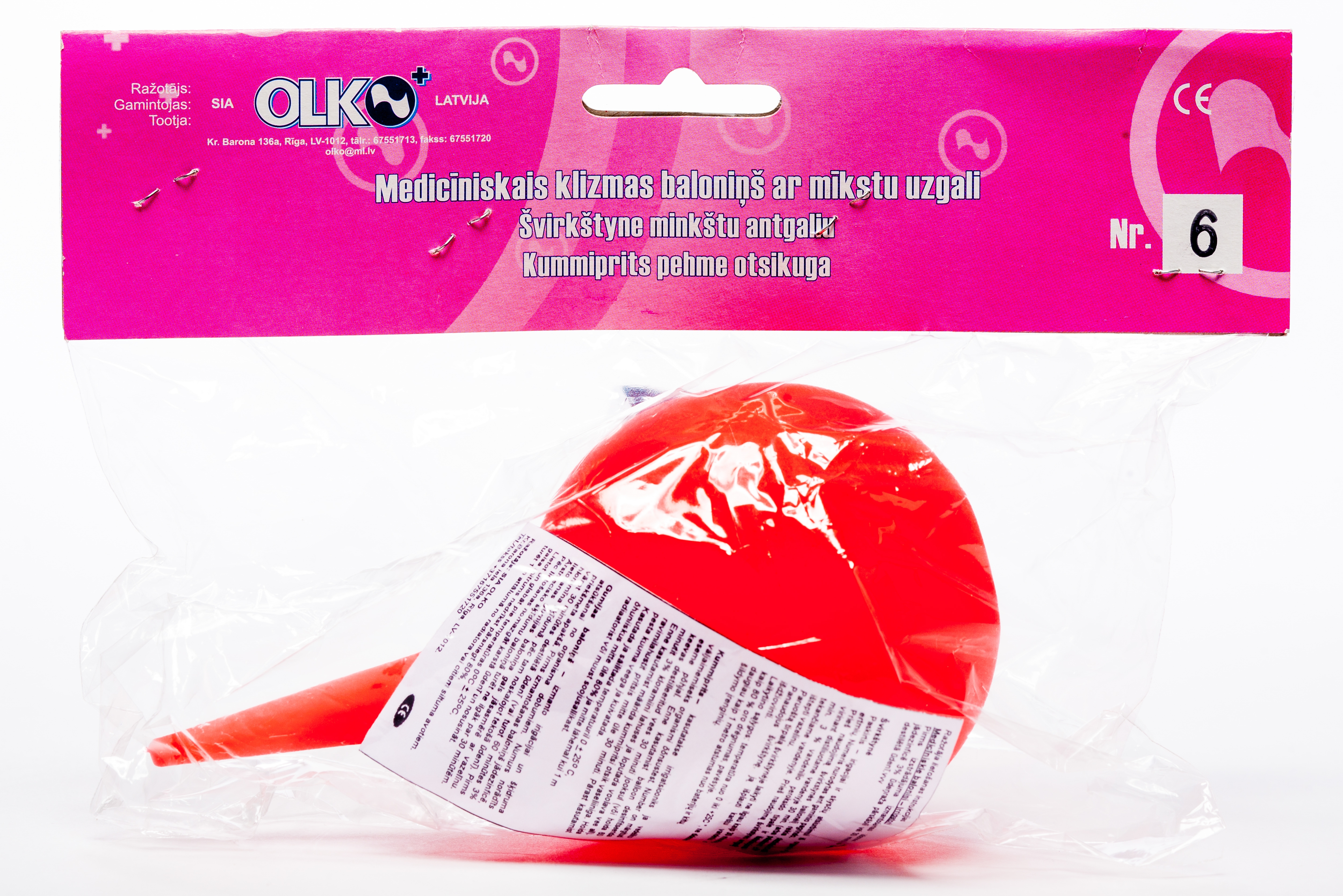GUMIJAS KLIZMAS BALONS AR MĪKSTO UZGALI NR.6 (OLKO) - Produkta attēls 