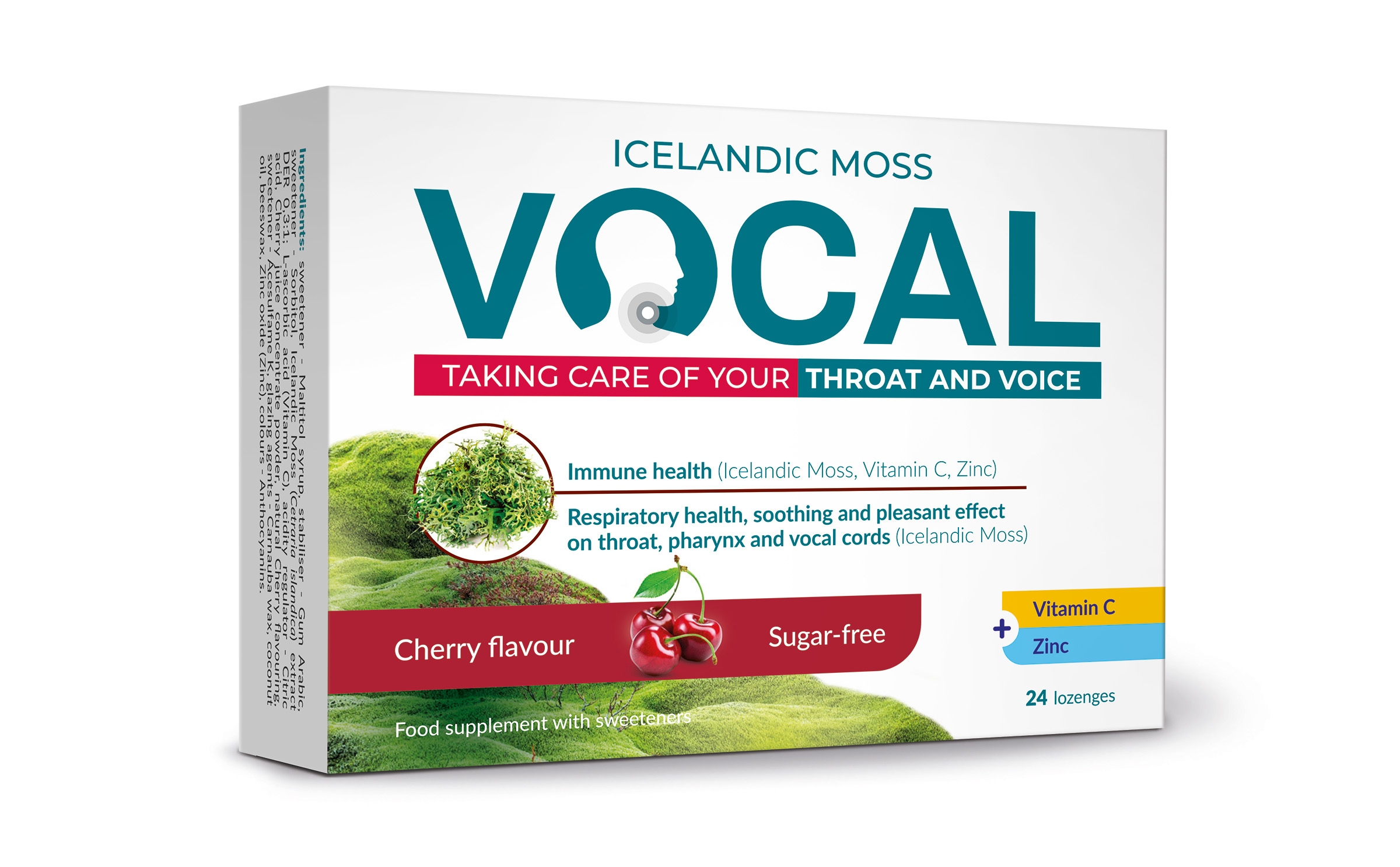 VOCAL sūkājamās pastilas ar ķiršu garšu, 24 gab. - Produkta attēls 
