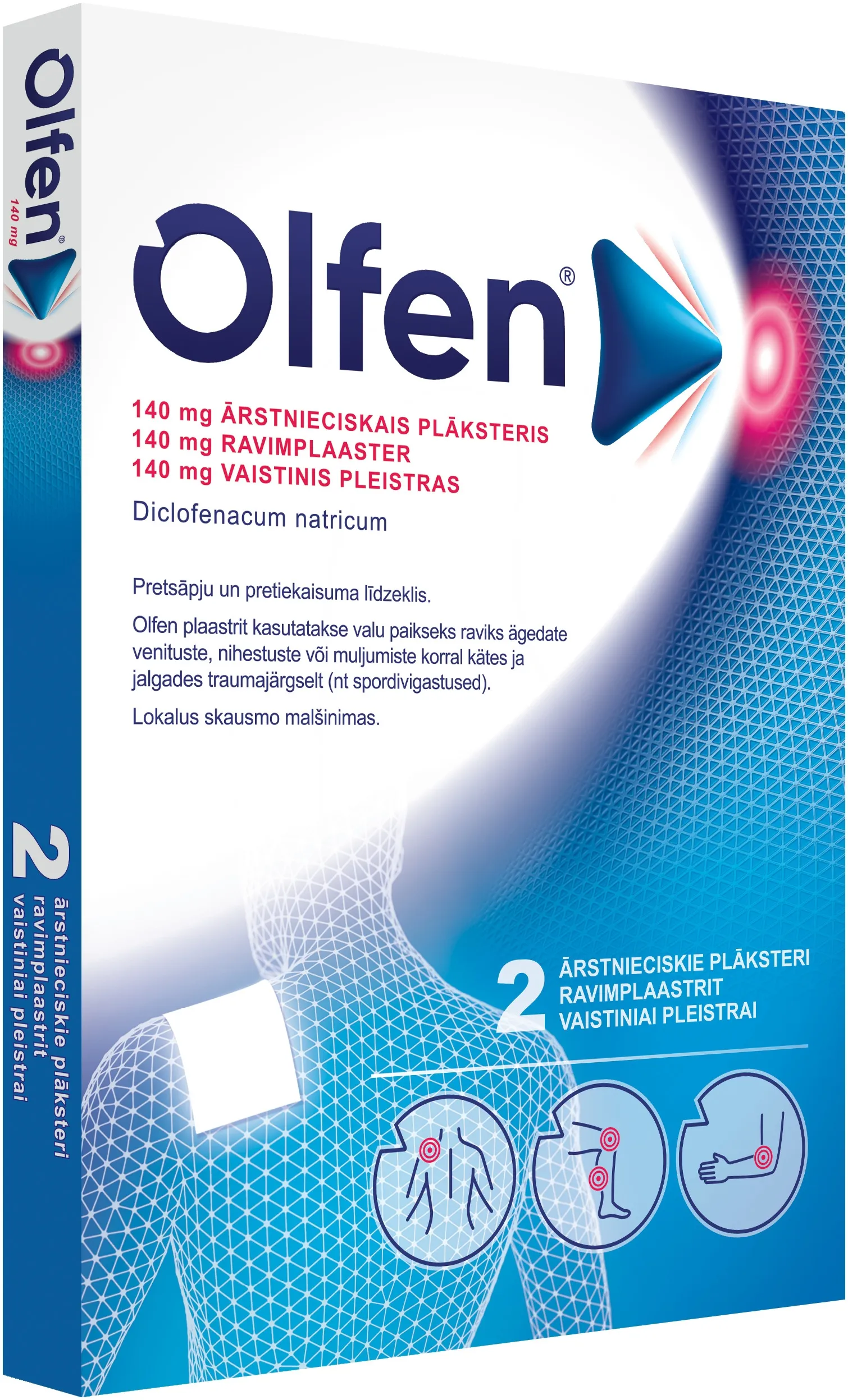 OLFEN 140 mg ārstnieciskie plāksteri, 2 gab. - Produkta attēls 