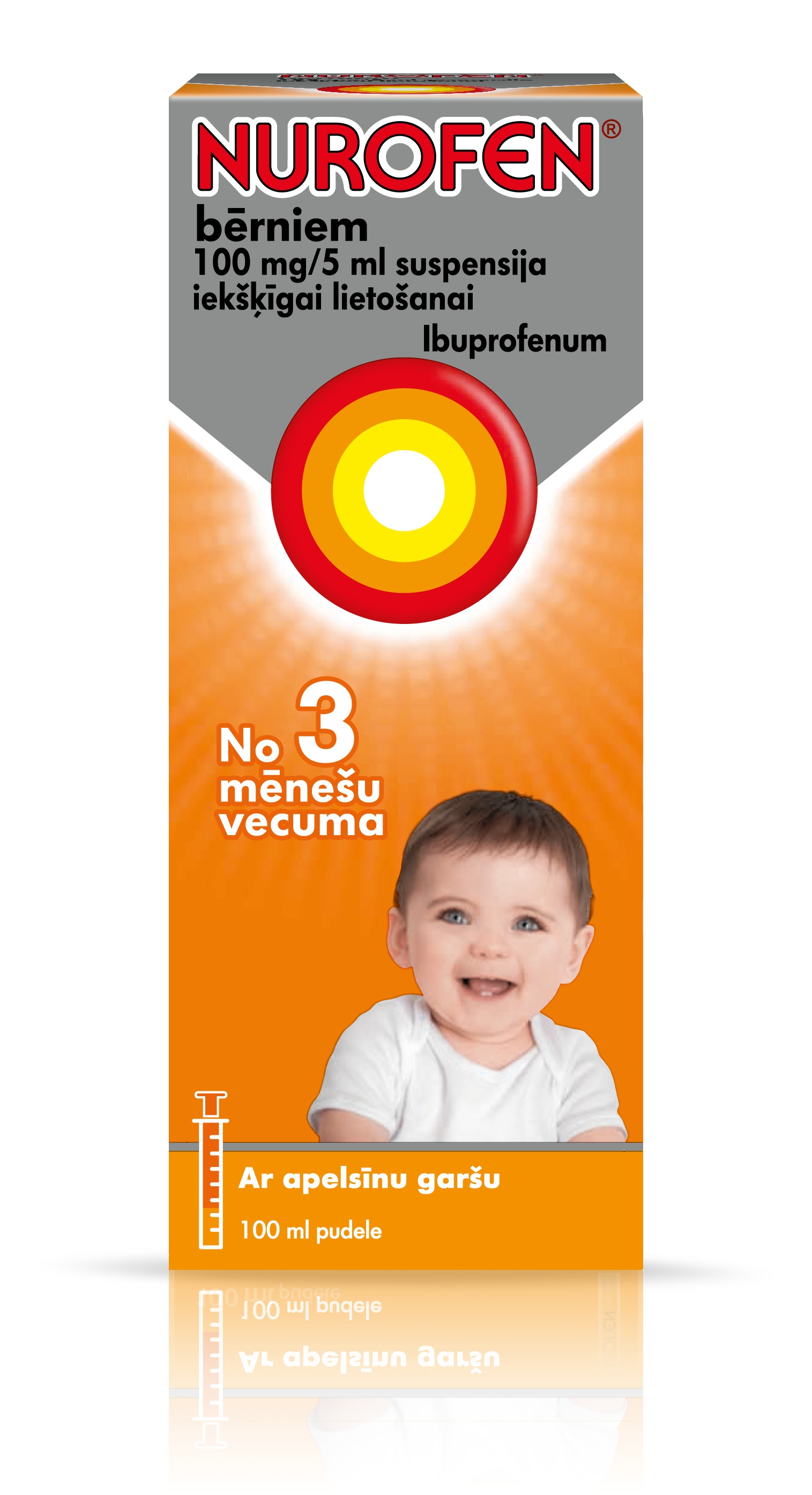 NUROFEN bērniem 100 mg/ 5 ml suspensija, 100 ml - Produkta attēls 