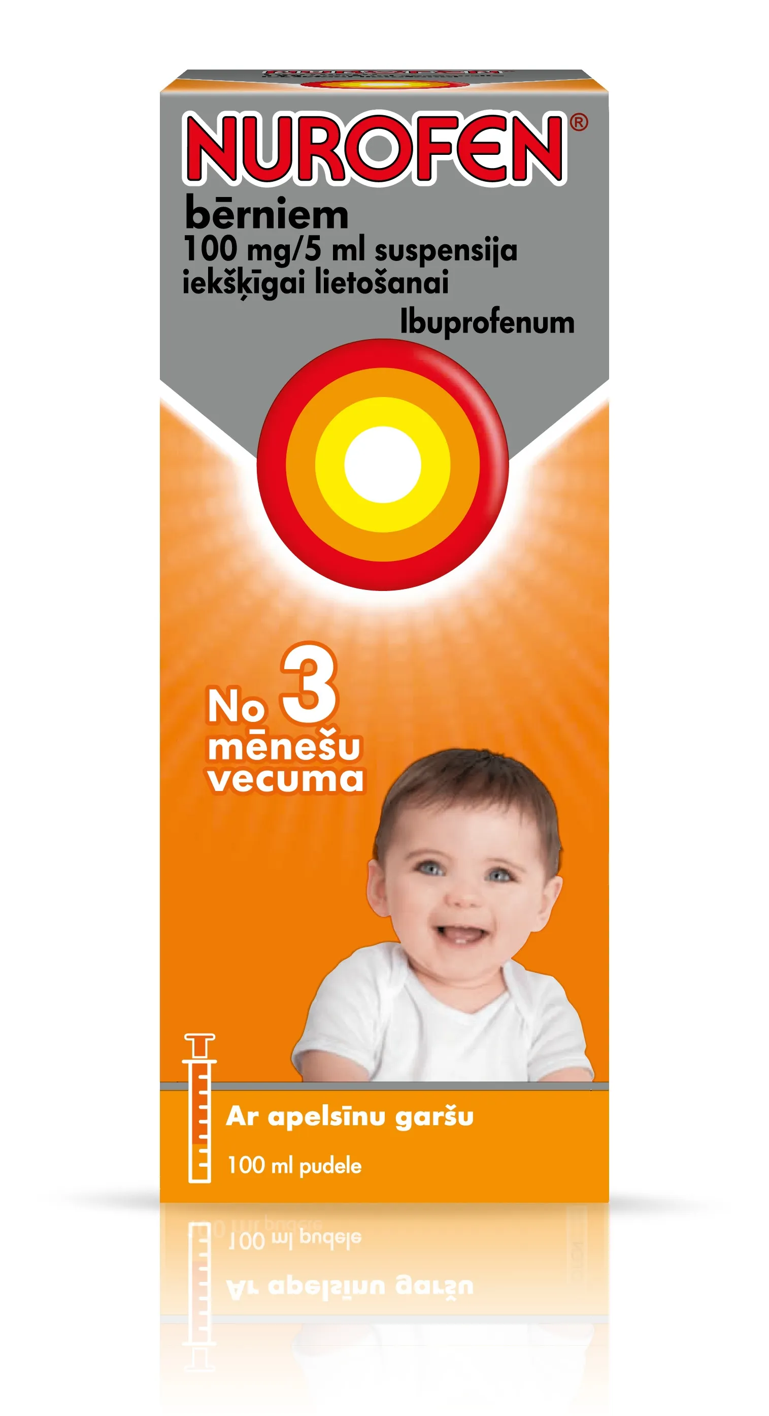 NUROFEN bērniem 100 mg/ 5 ml suspensija, 100 ml - Produkta attēls 