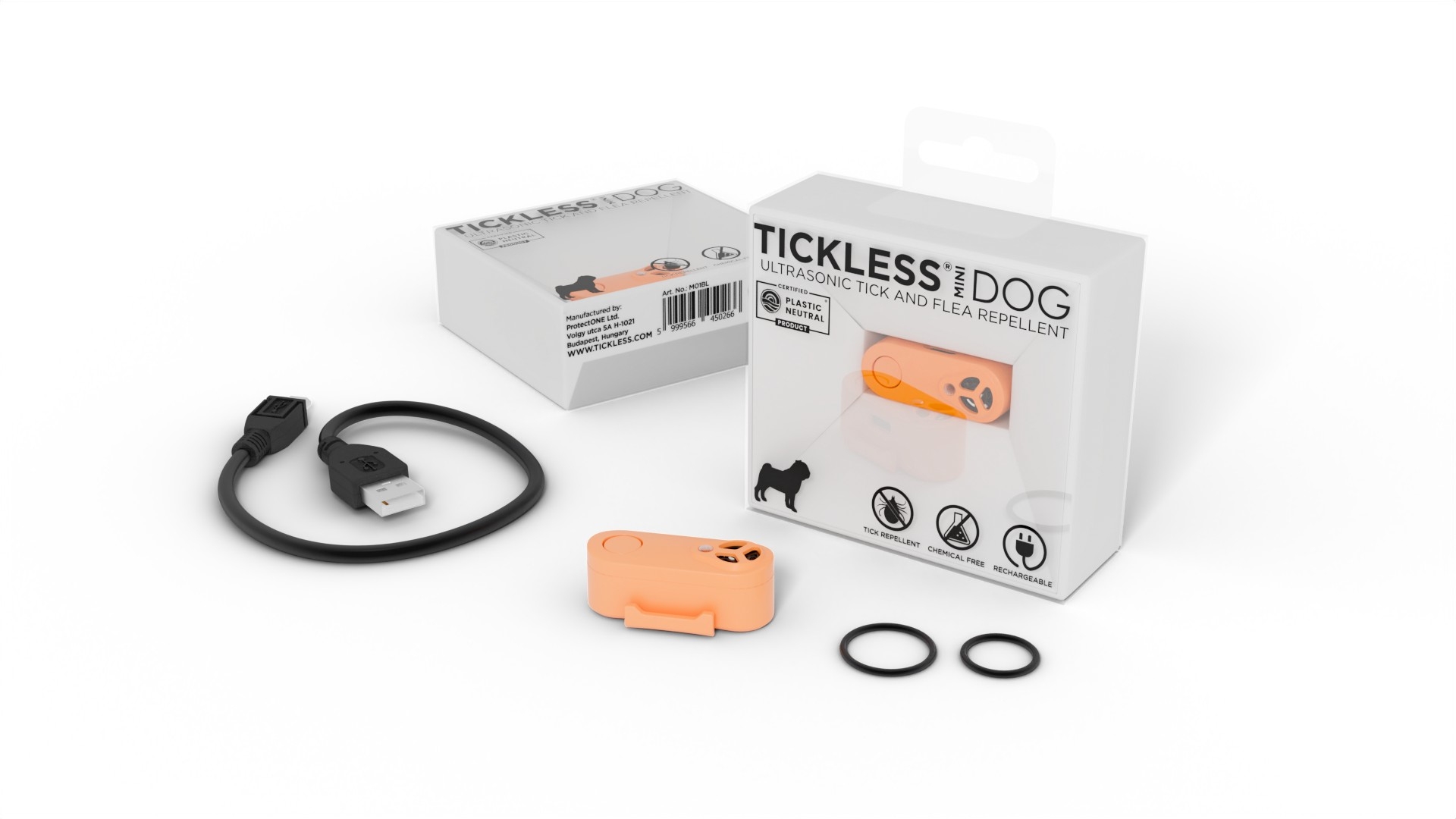 Tickless MINI Dog ultraskaņas repelenta ierīce, persiku (USB lādējama) - Produkta attēls 2