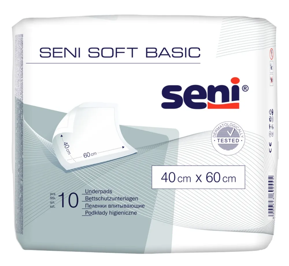 SENI SOFT BASIC absorbējošie paladziņi, 40x60 cm, 10 gab. - Produkta attēls 