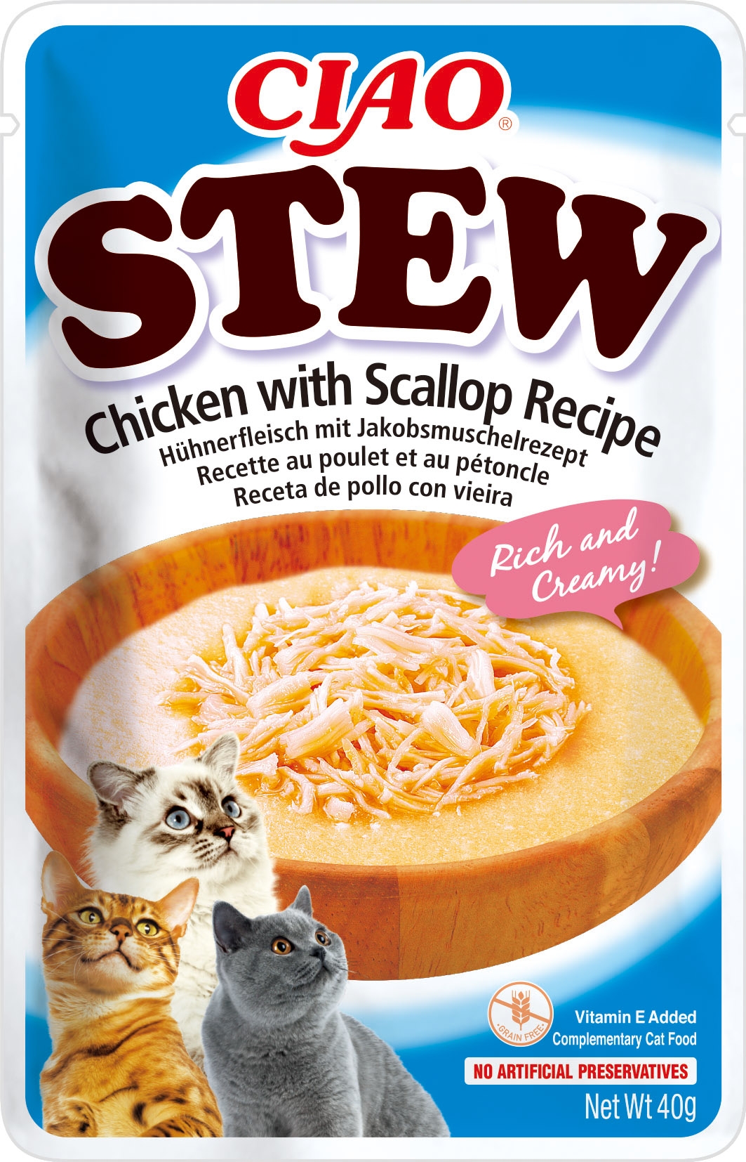 Churu Stew sautējums kaķiem, vista&ķemmītes 40g N12 - Produkta attēls 