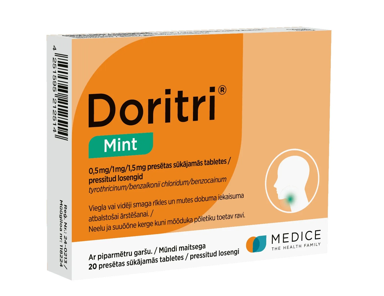 DORITRI MINT 0.5MG/1MG/1.5MG SŪK TBL N20 - Produkta attēls 