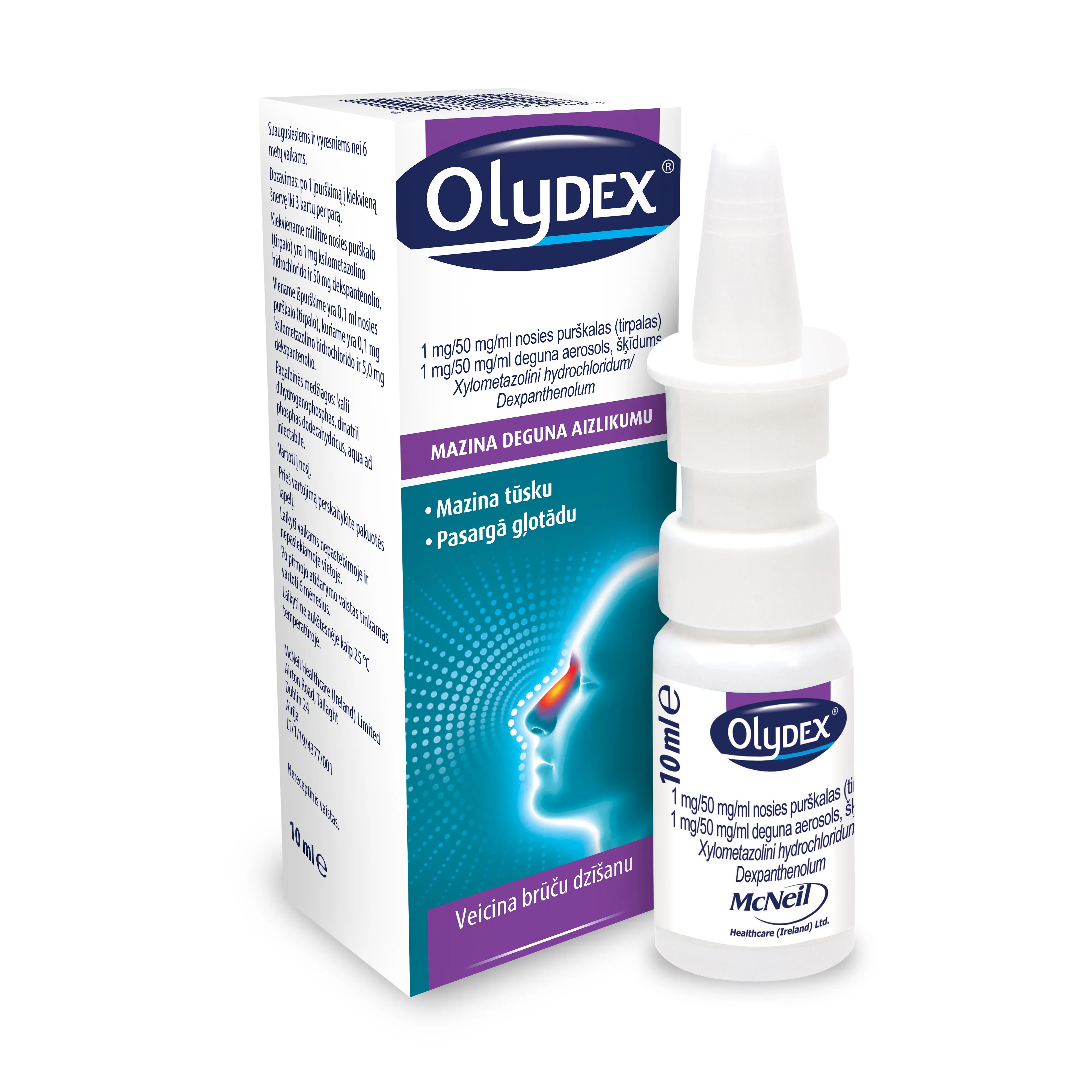 OLYDEX 1 mg/ 50 mg / ml deguna aerosols, 10 ml - Produkta attēls 