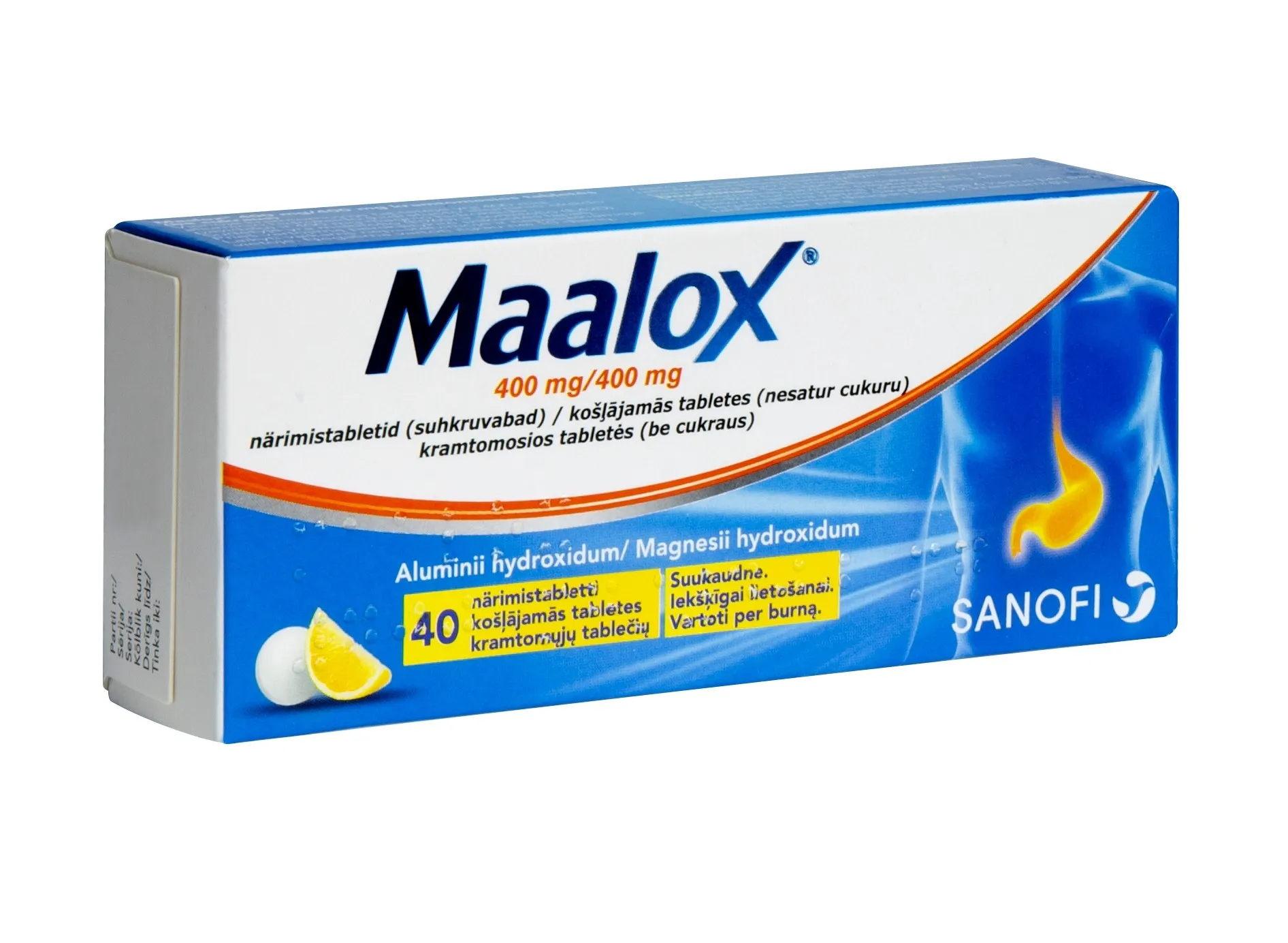 MAALOX 400 mg tabletes, 40 gab. - Produkta attēls 