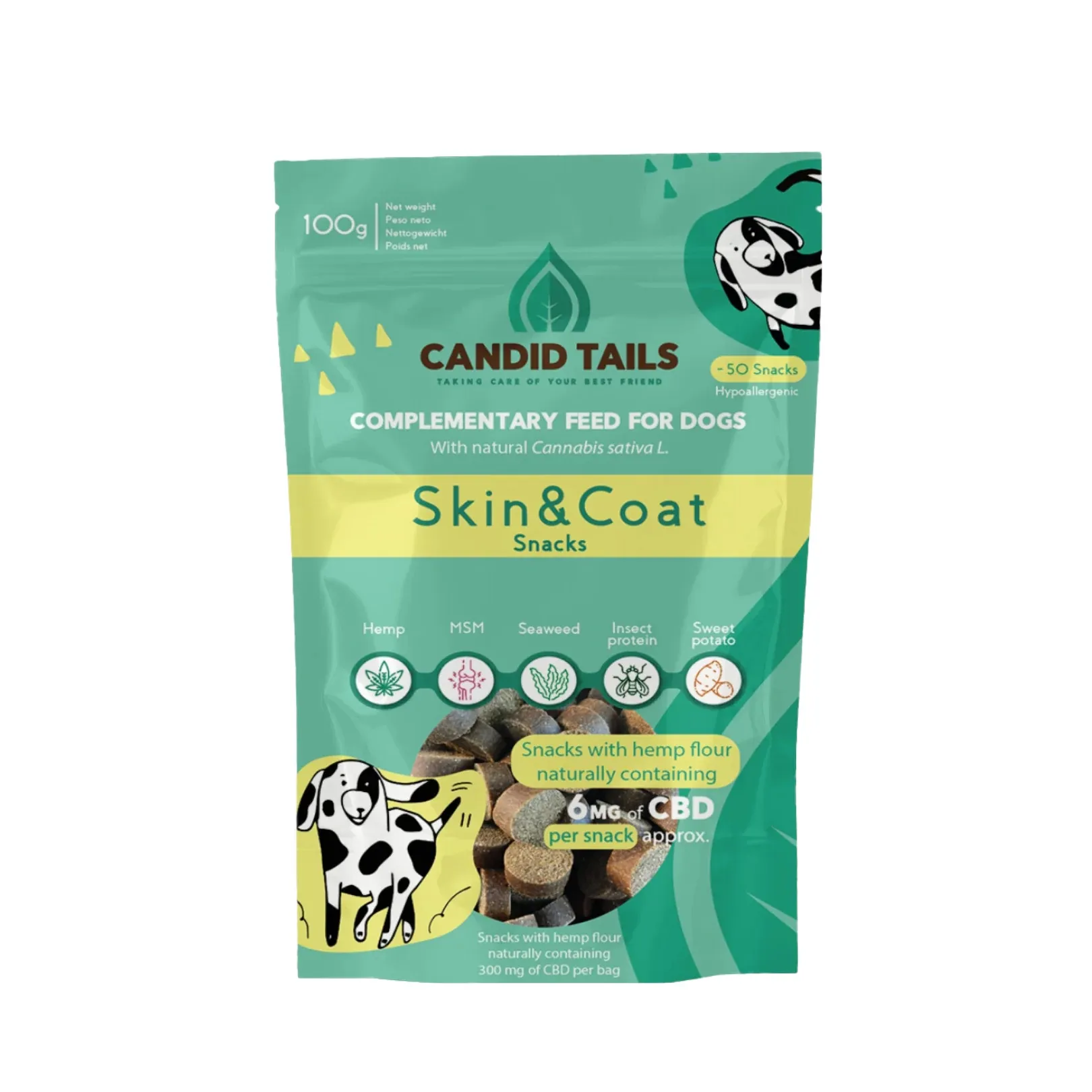 Candid Tails CBD Skin&Coat papildbarība suņiem 100g - Produkta attēls 